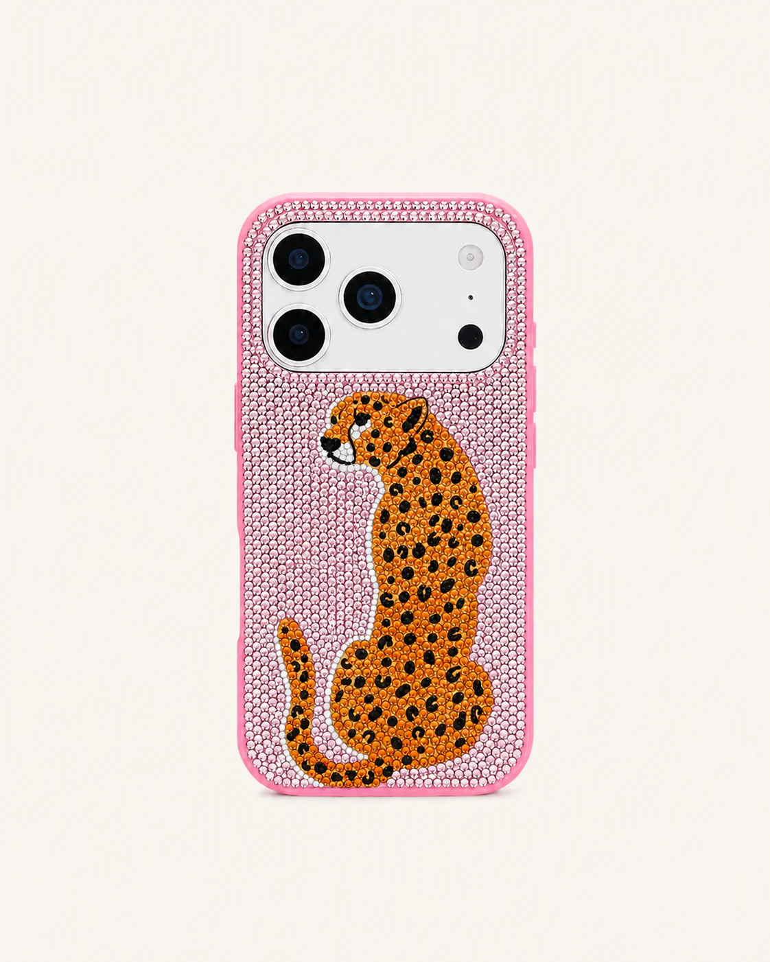 Leopard Artificial Crystal Phone Case - Pink