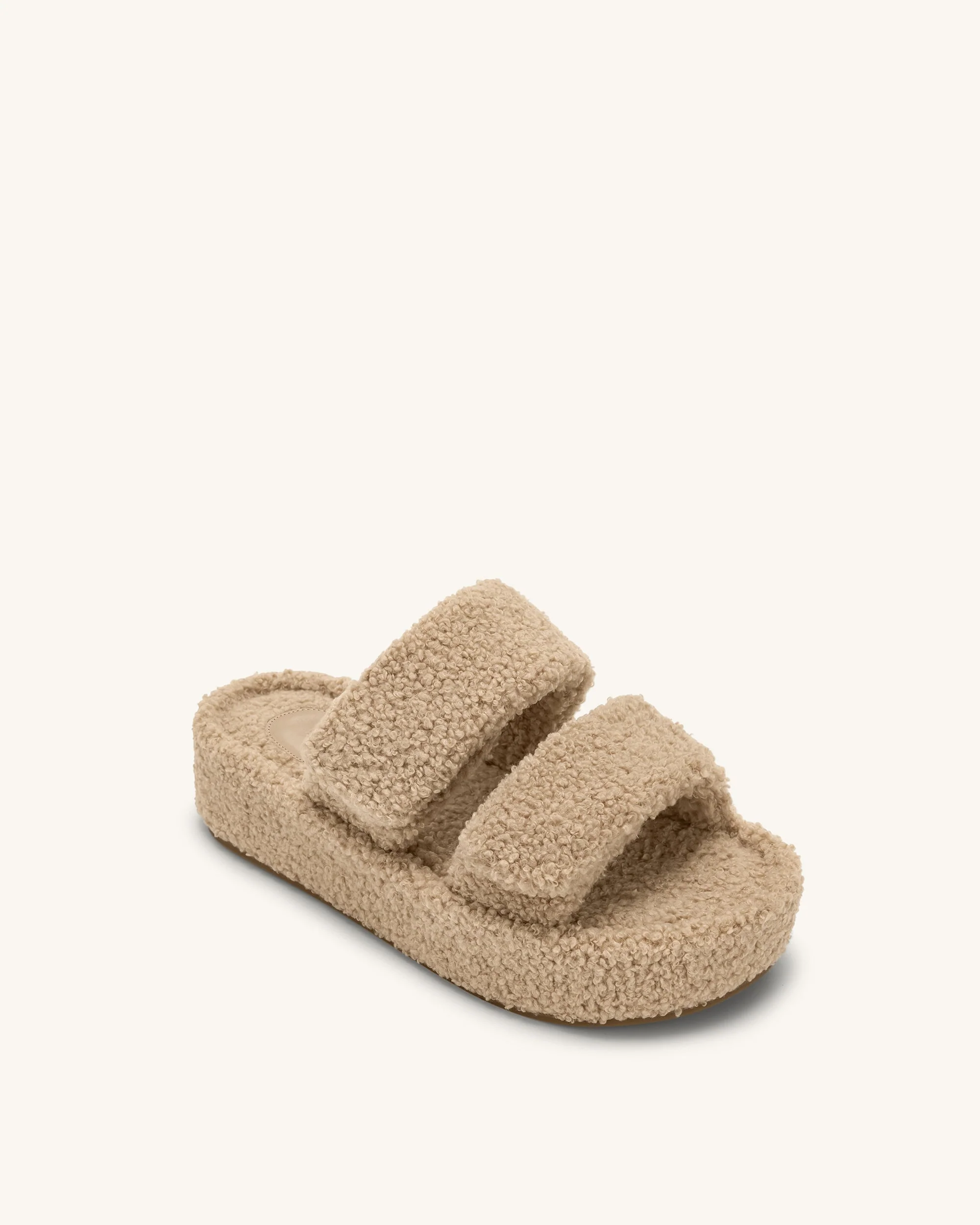 Lexi Faux Fur Platform Sandal - Beige - Image 6