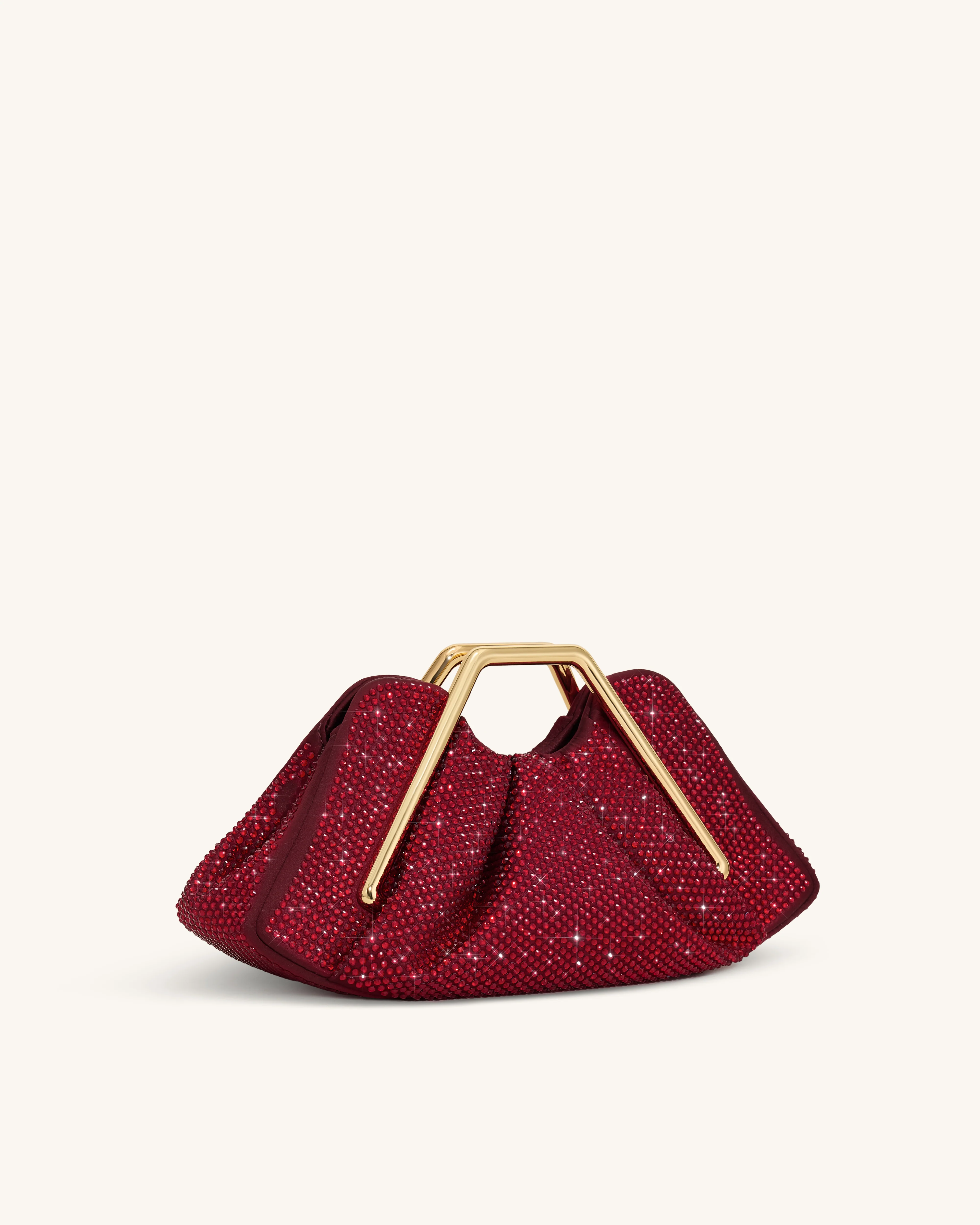 Lila Artificial Crystal Metal Frame Clutch - Red - Image 2