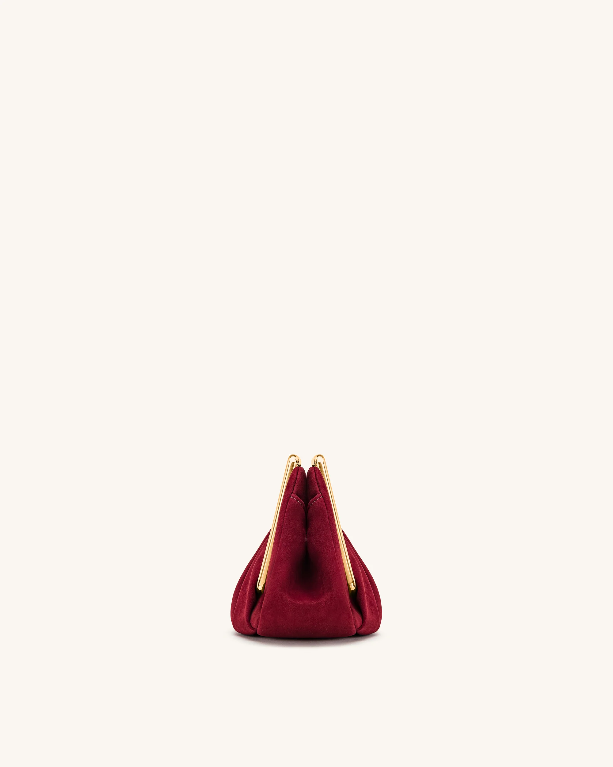 Lila Faux Suede Metal Frame Clutch - Red - Image 3