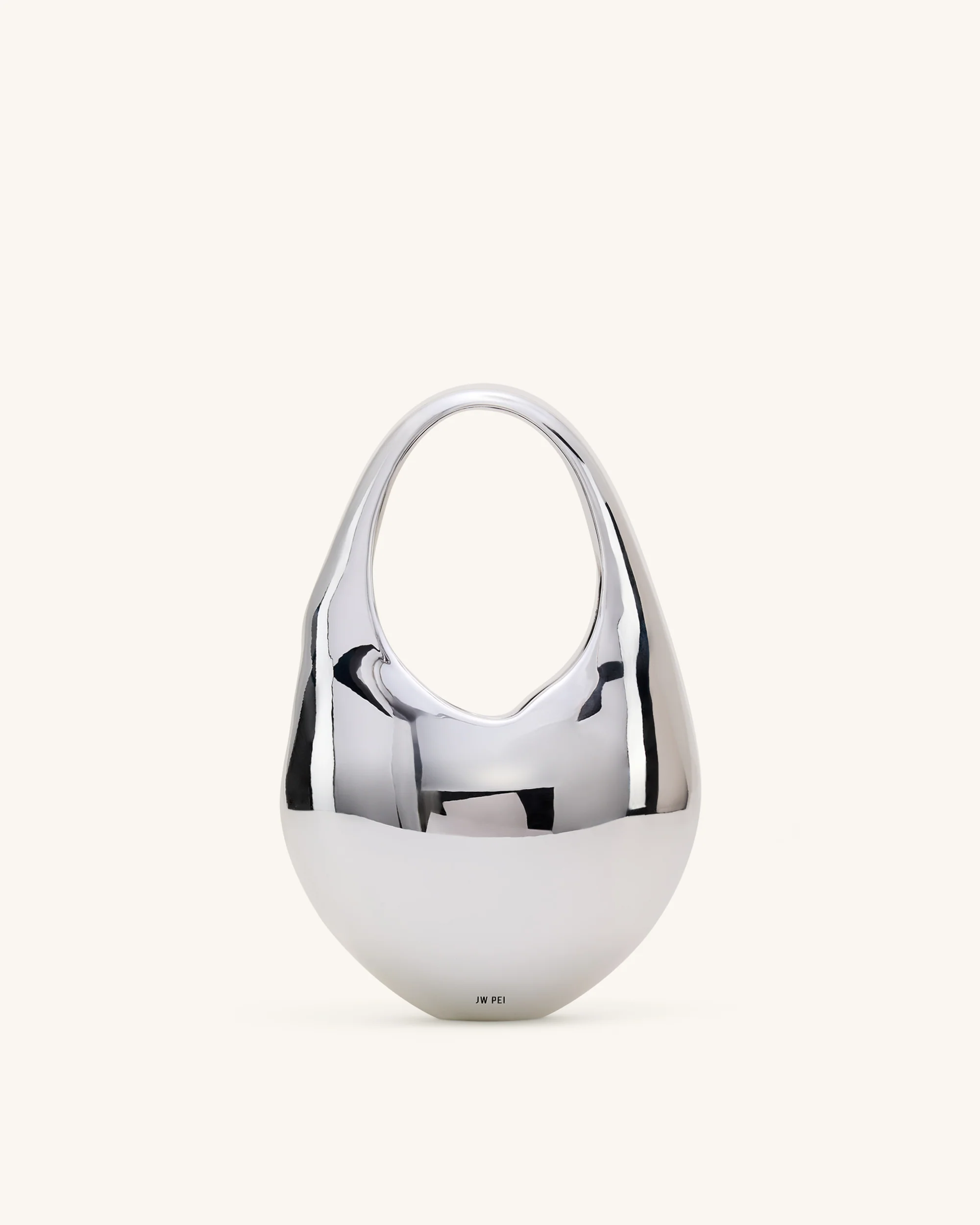 Lillian Face Crescent Top Handle Bag - Silver - Image 3