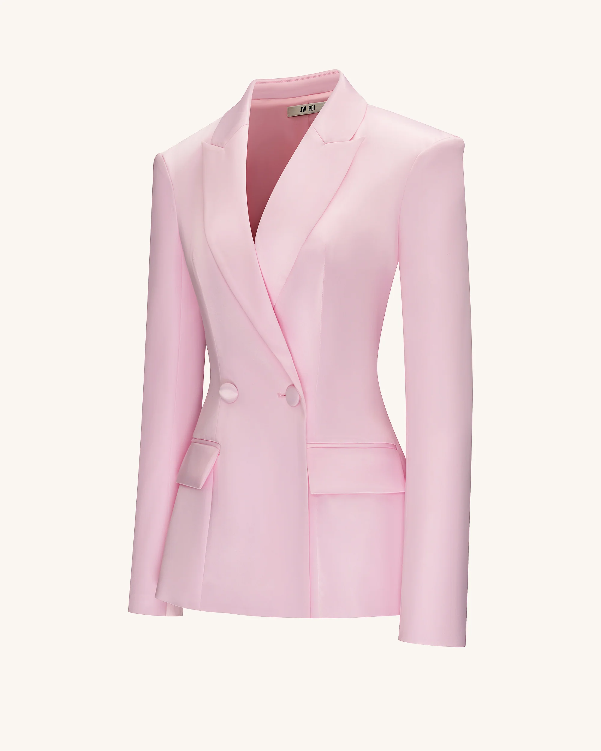Lily Satin Double-Breasted Blazer Suit - Pink - Image 4