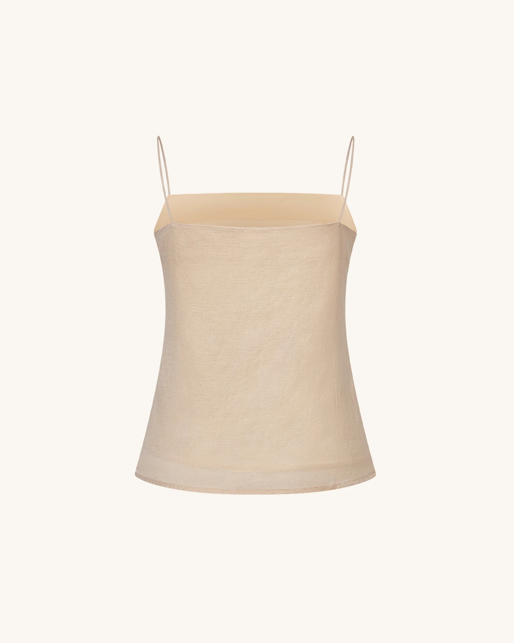 Linen Corded Embroidery Strappy Camisole - Natural - Image 5