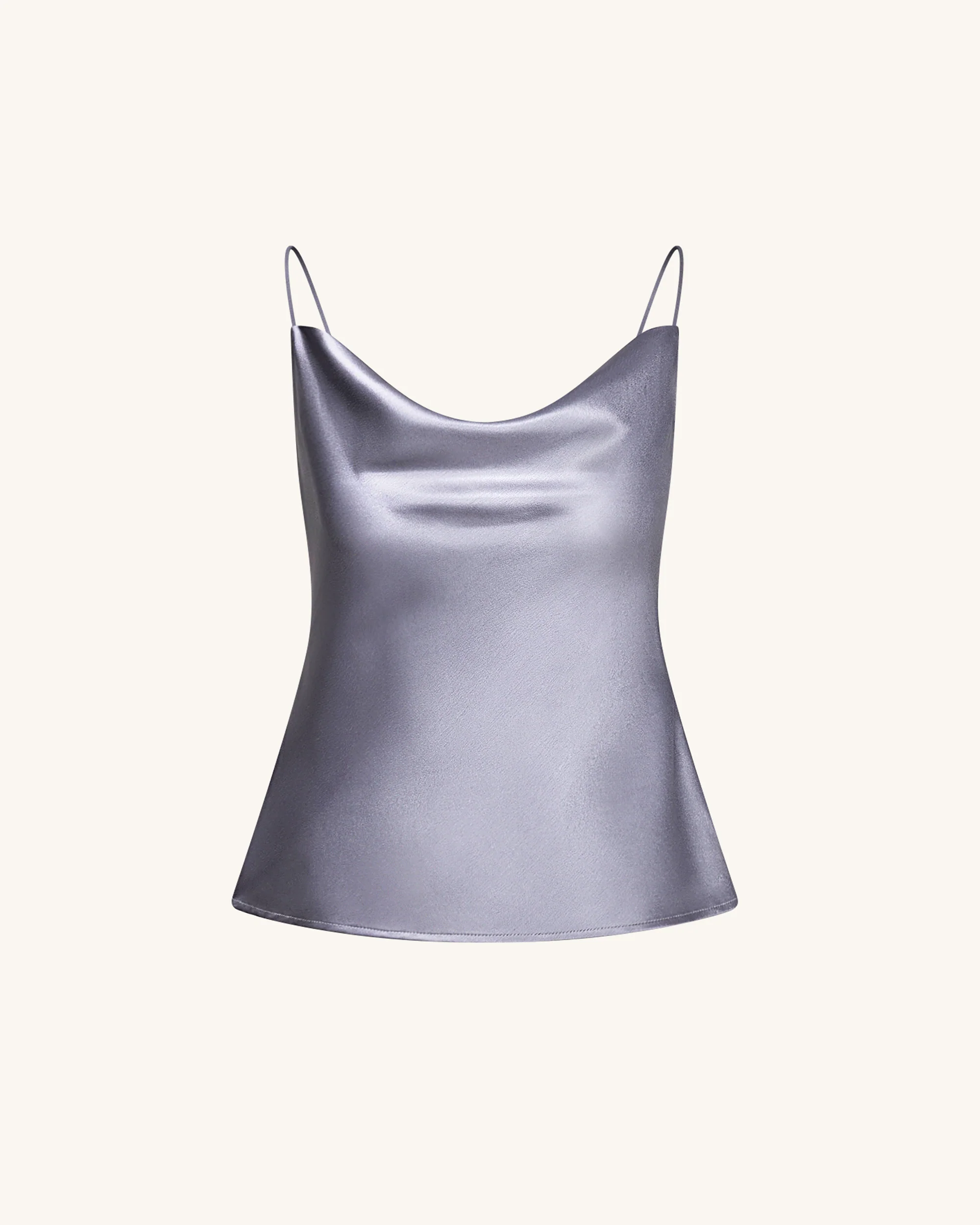 Liquid Satin Cowl Camisole - Silver - Image 3