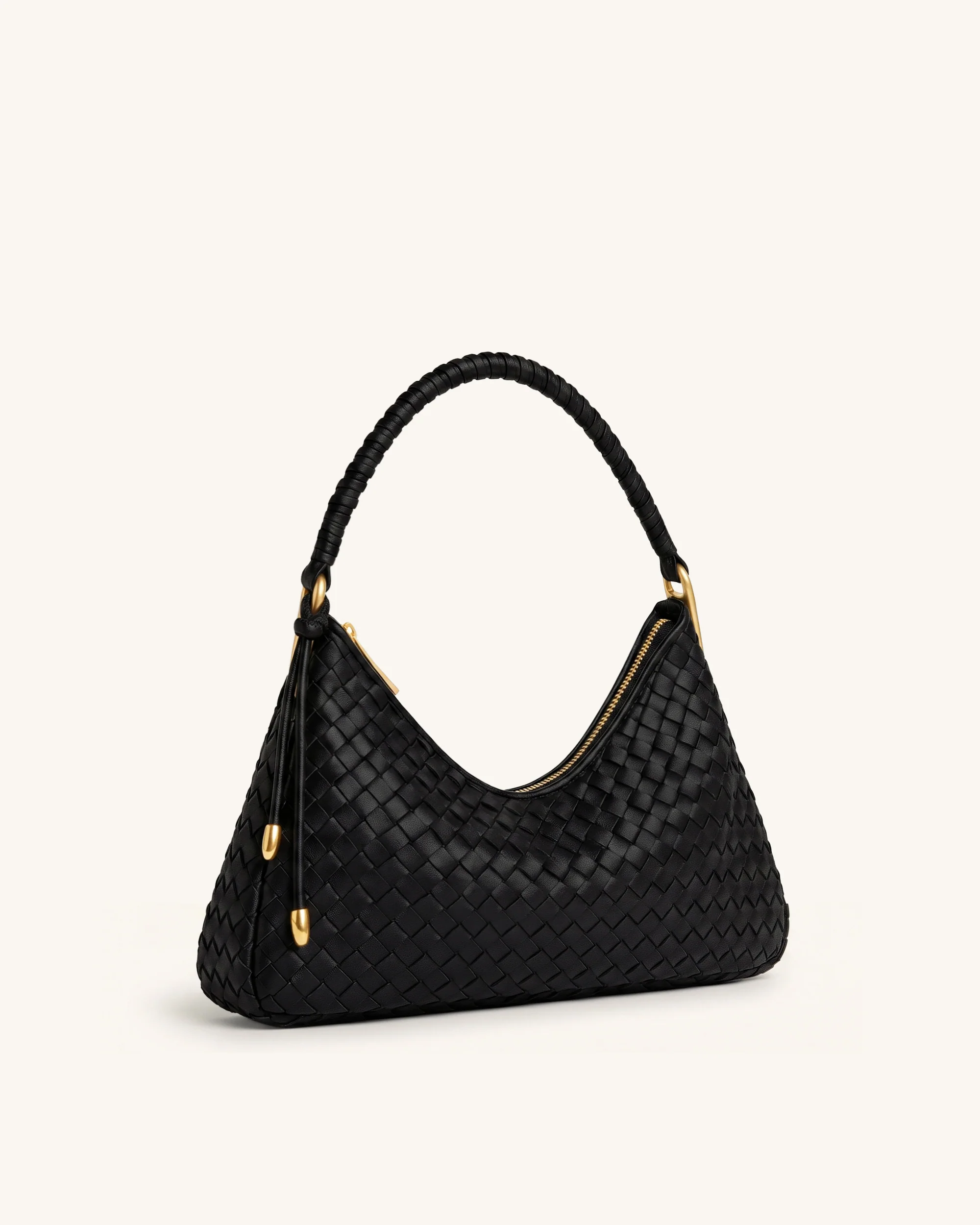Lorena Woven Shoulder Bag - Black - Image 2