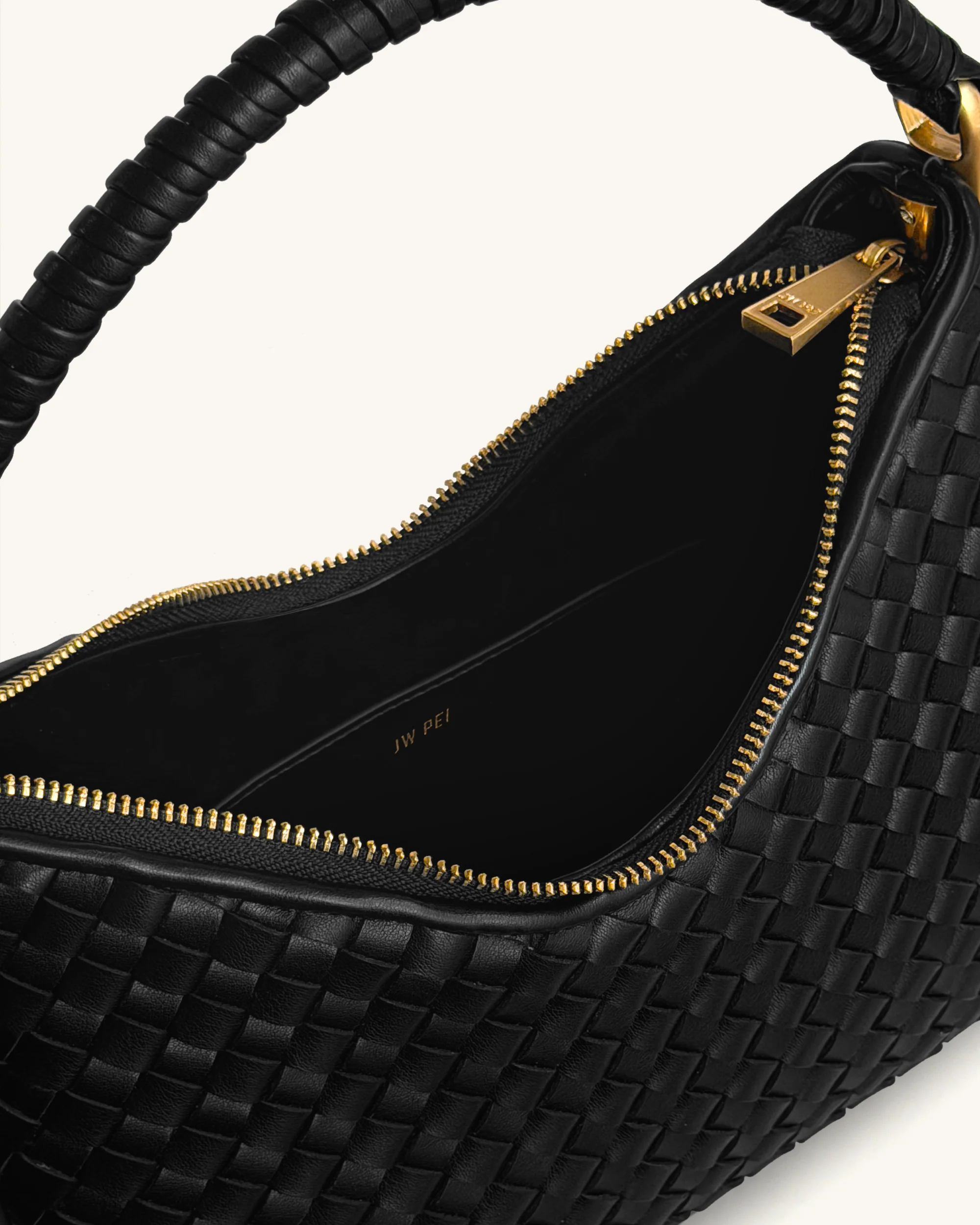 Lorena Woven Shoulder Bag - Black - Image 4
