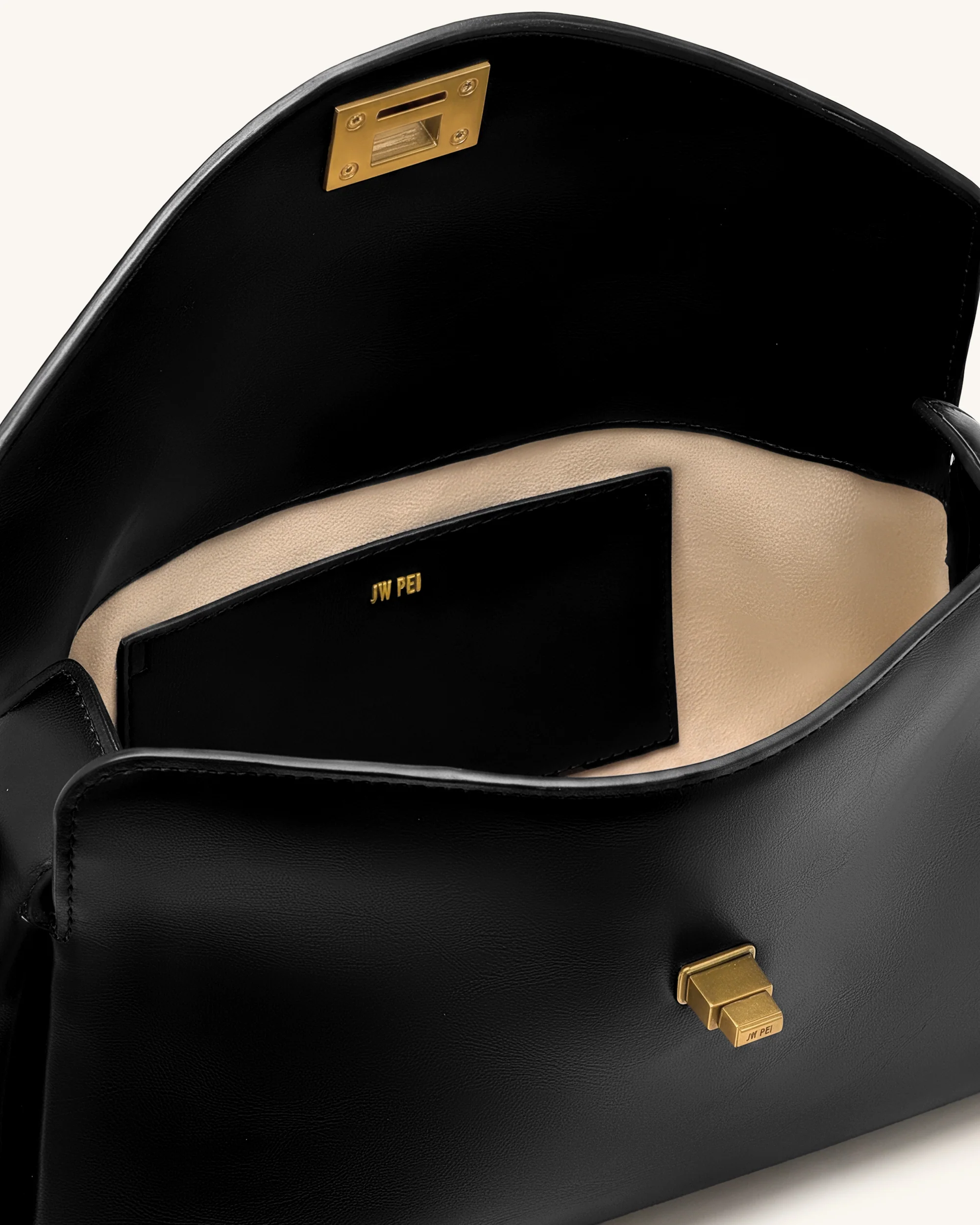 Lucia Asymmetric Flap Shoulder Bag - Black - Image 4