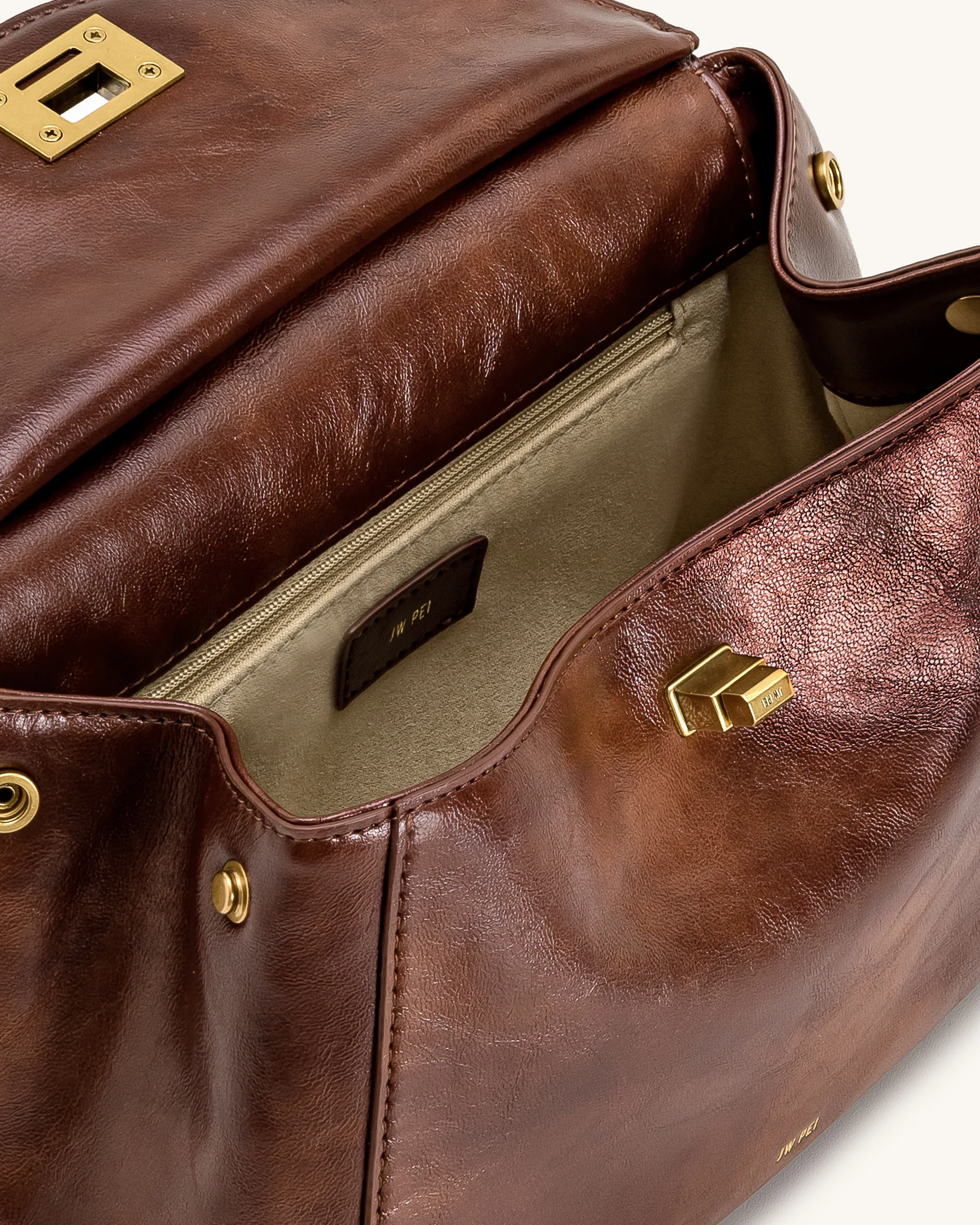 Lucia Classic Top Handle Bag - Coffee Brown - Image 4