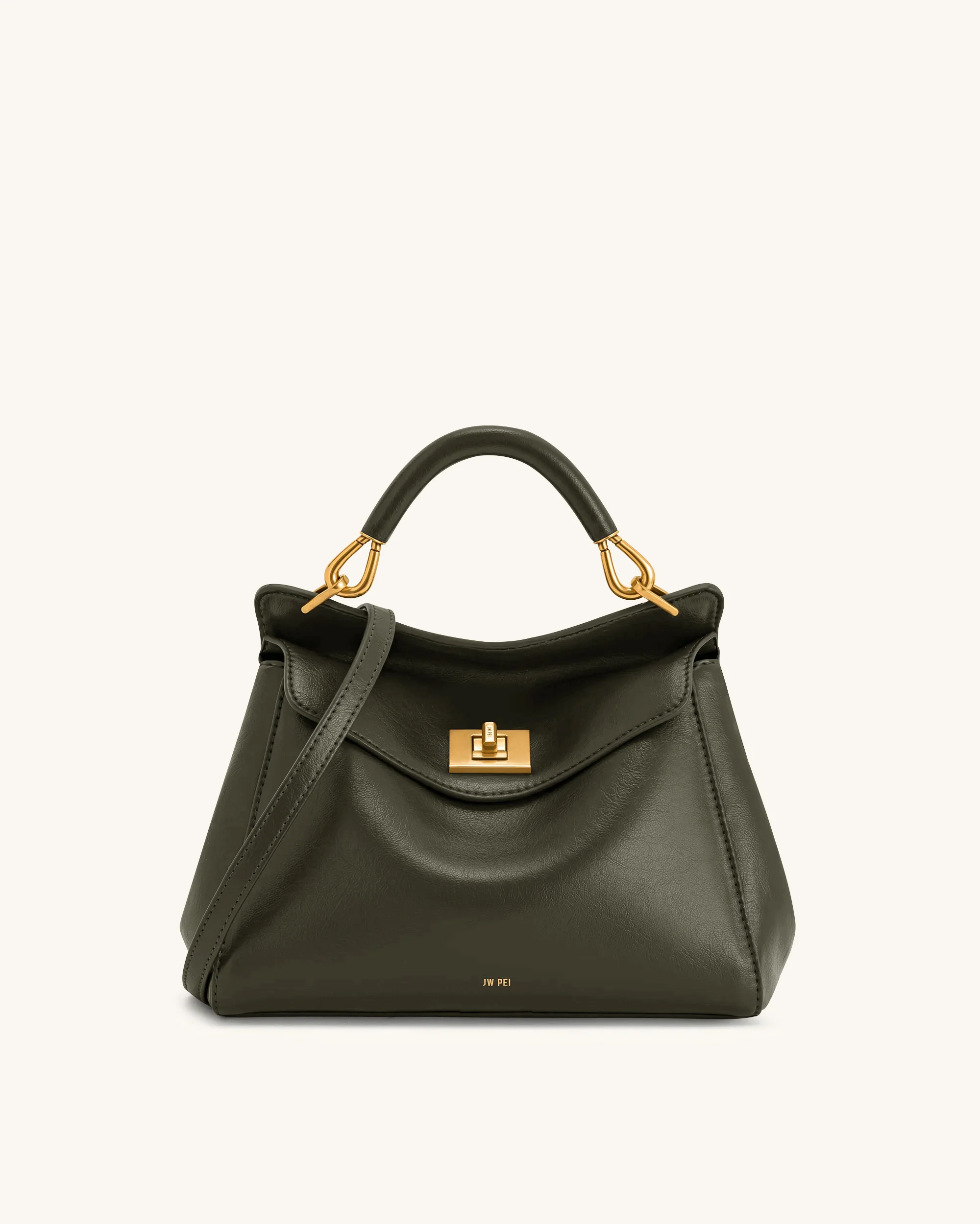 Lucia Classic Top Handle Bag - Dark Olive Green