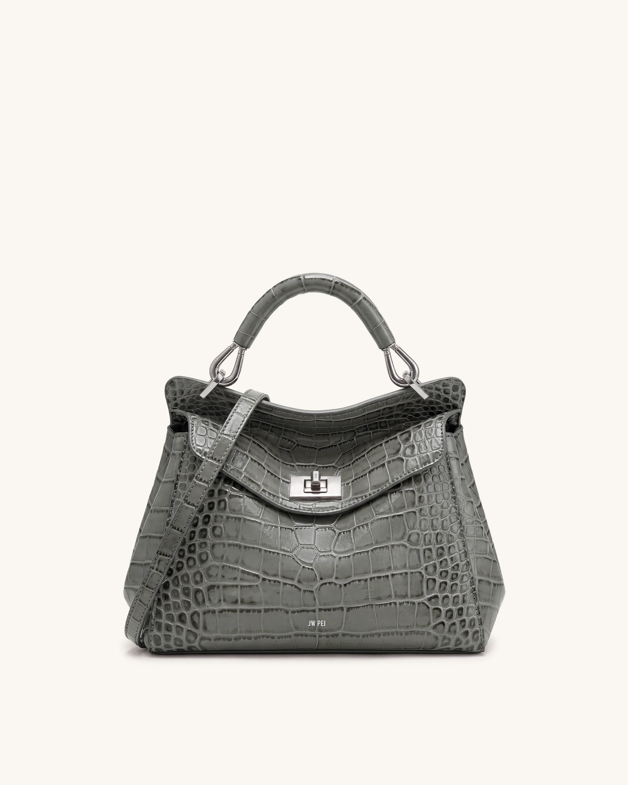 Lucia Classic Top Handle Bag - Grey Croc