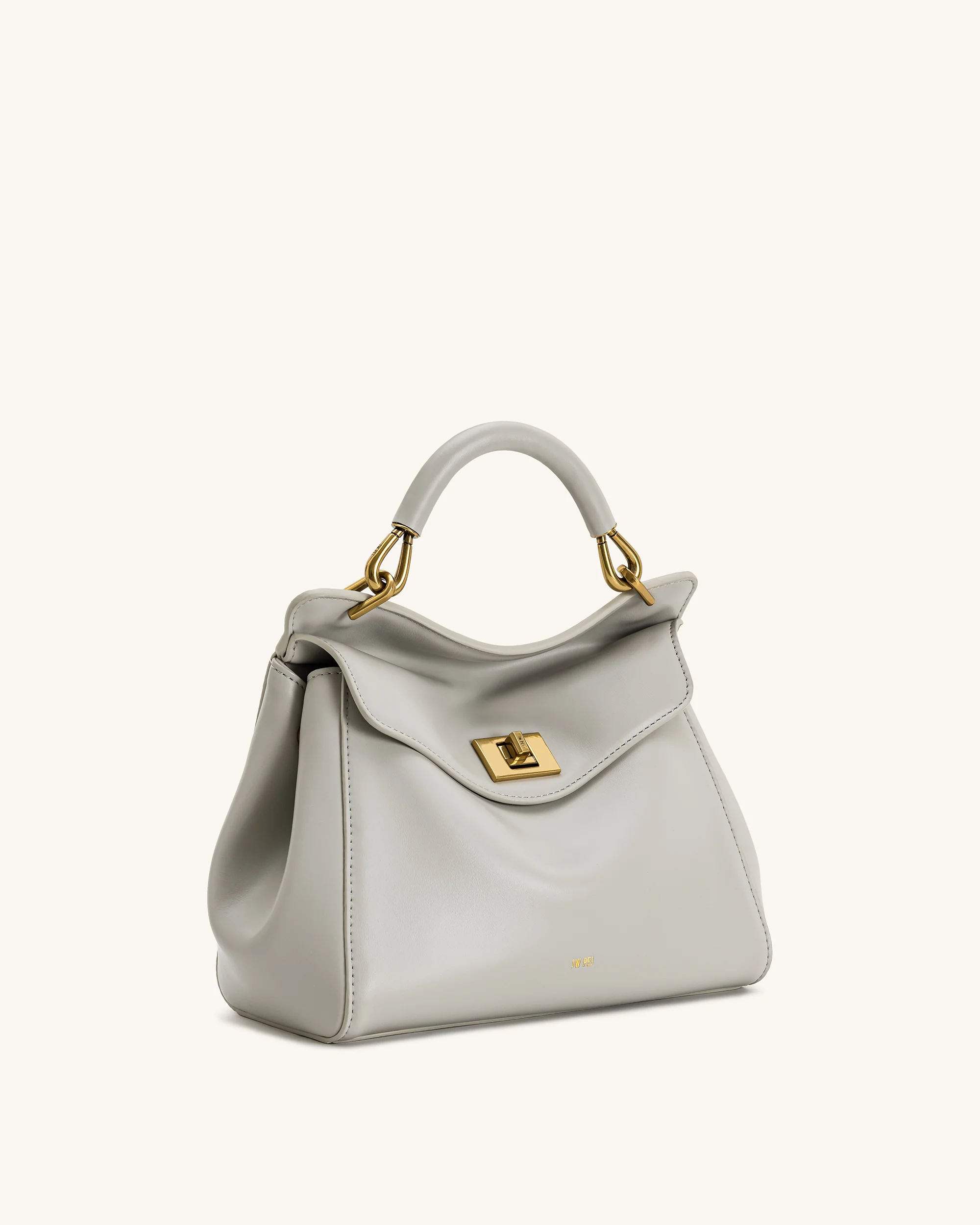Lucia Classic Top Handle Bag - Light Gray - Image 2