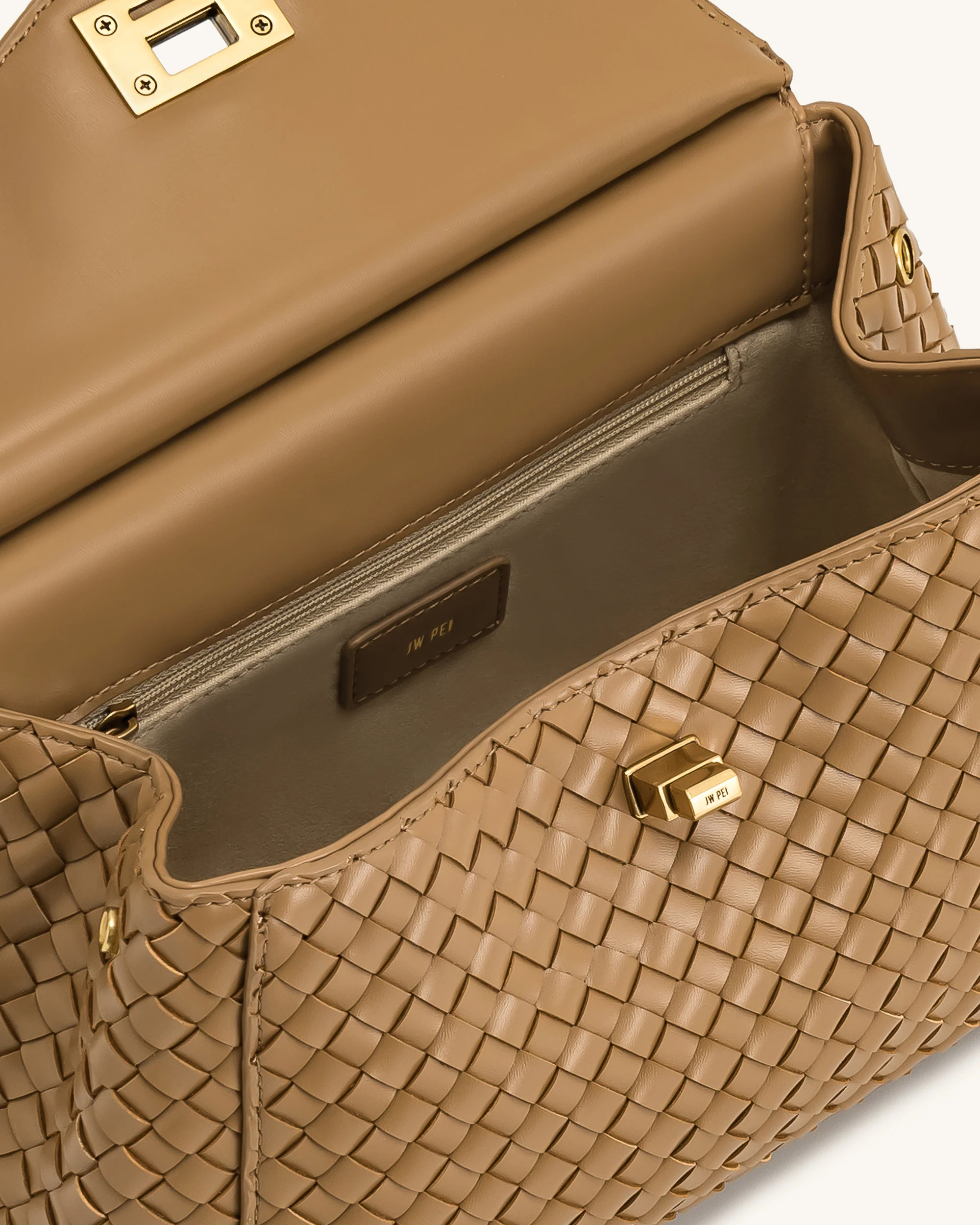 Lucia Classic Top Handle Woven Bag - Brown - Image 4