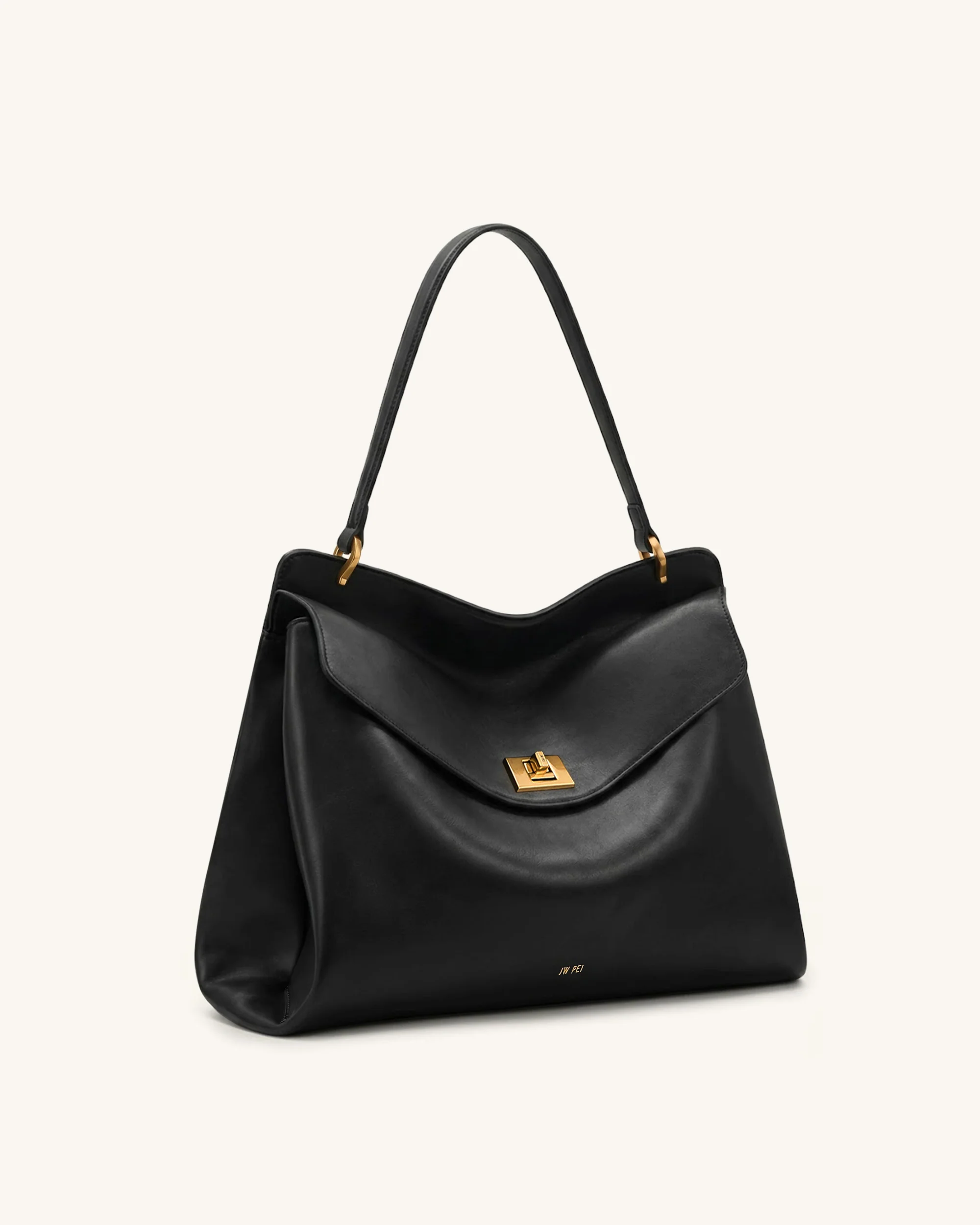 Lucia Turn-Lock Shoulder Bag - Black - Image 2
