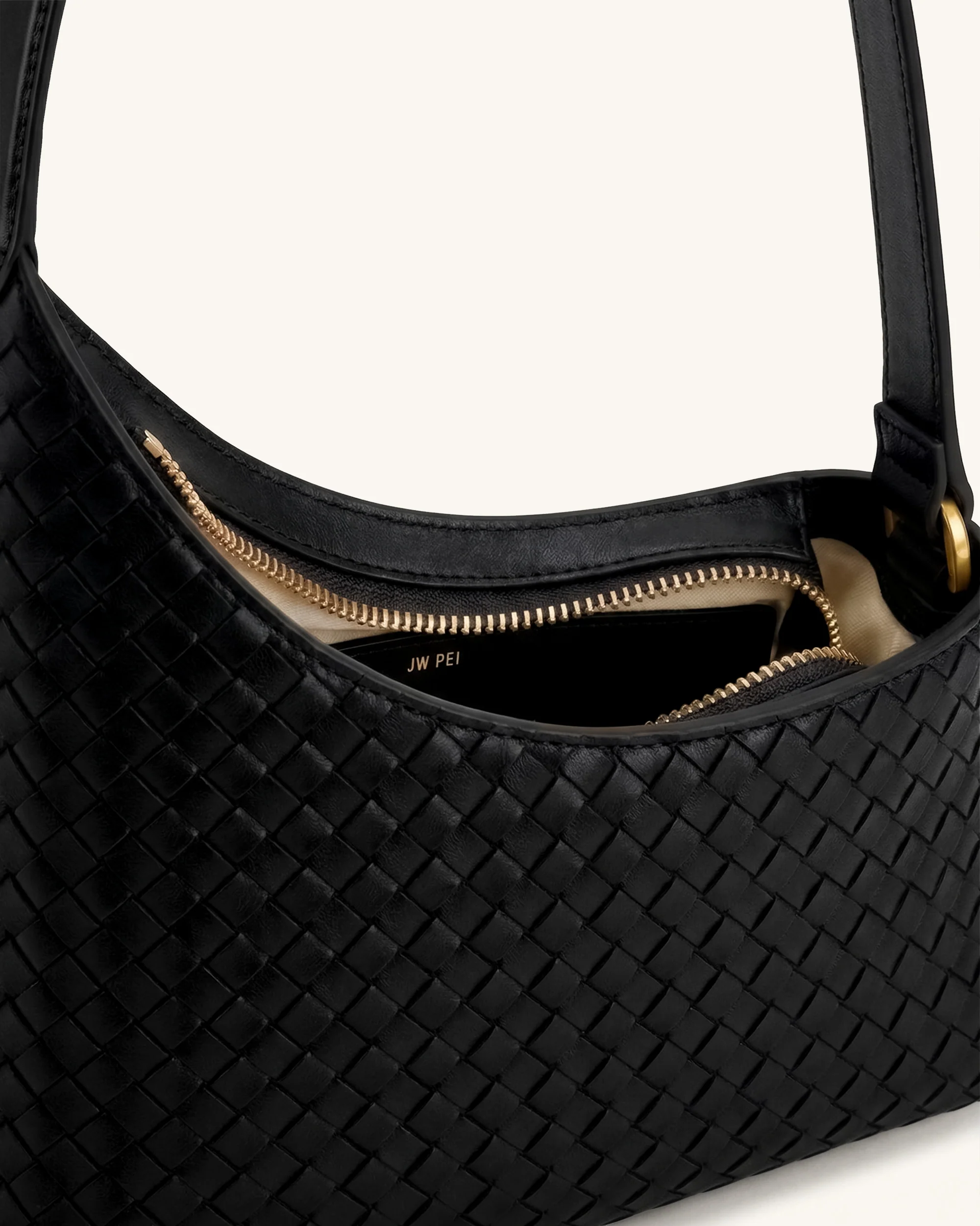 Lyra Woven Shoulder Bag - Black - Image 4
