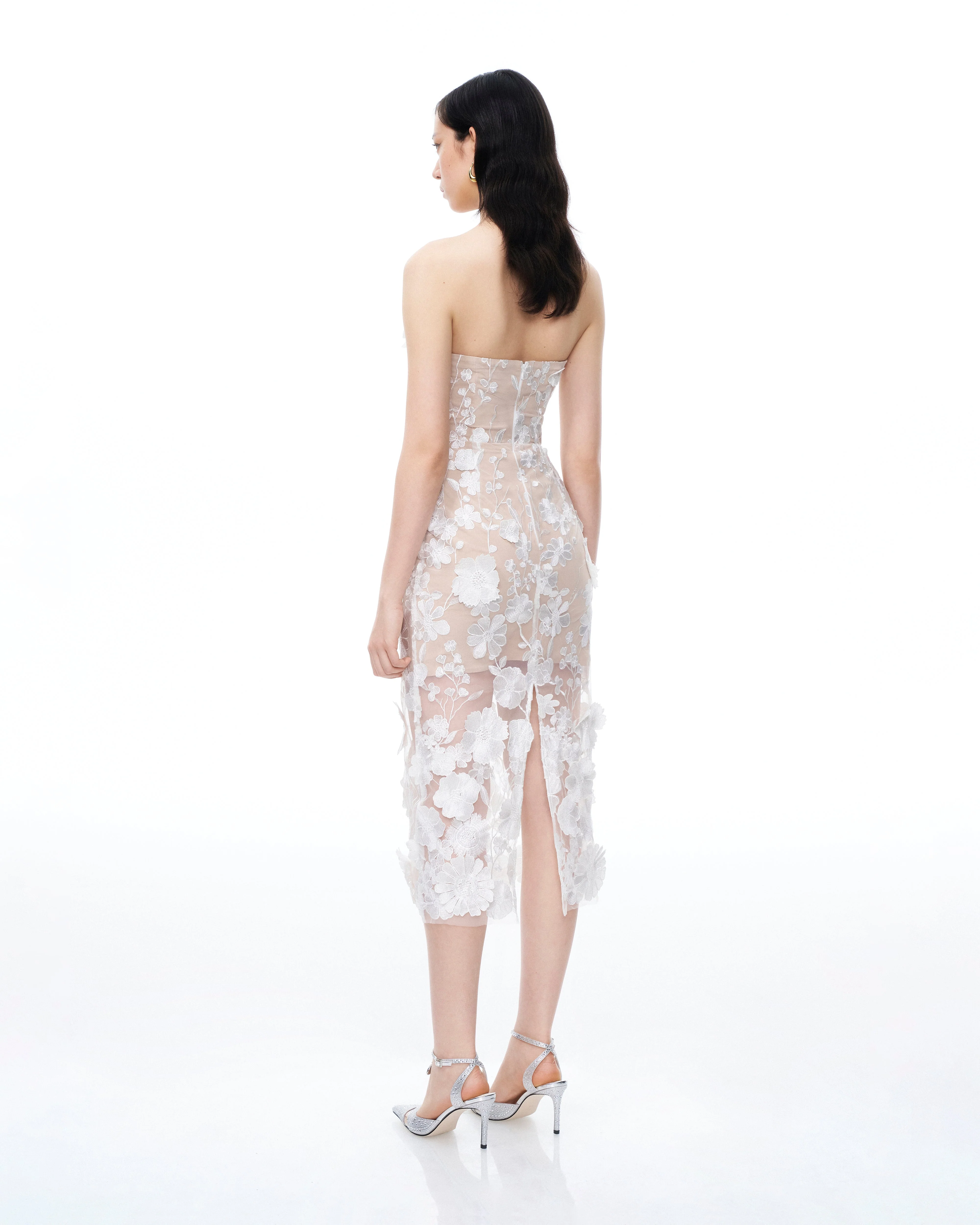 Lysandra 3D Floral Embroidered Maxi Dress - White - Image 3