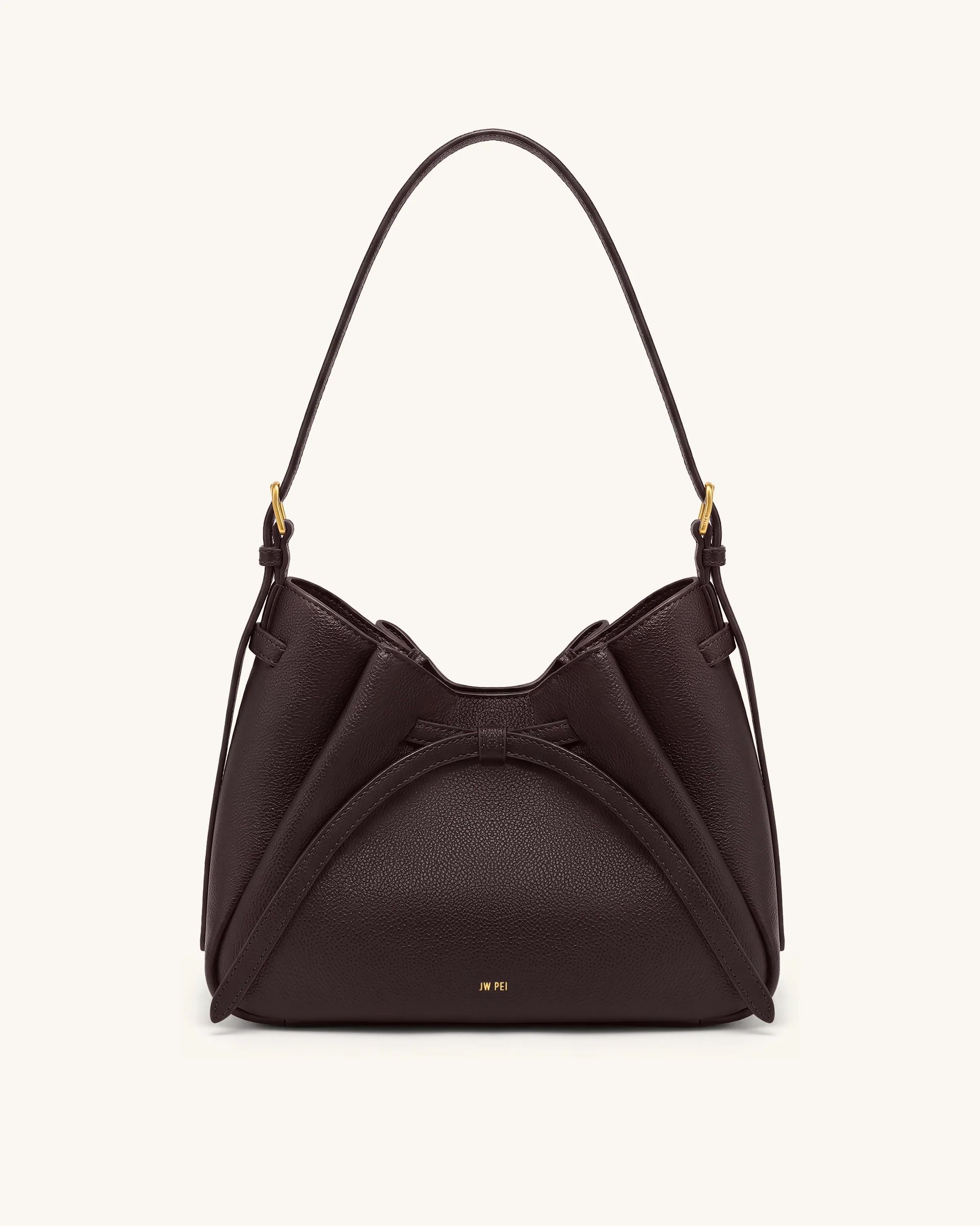 Mabel Soft Bow Shoulder Bag - Dark Brown