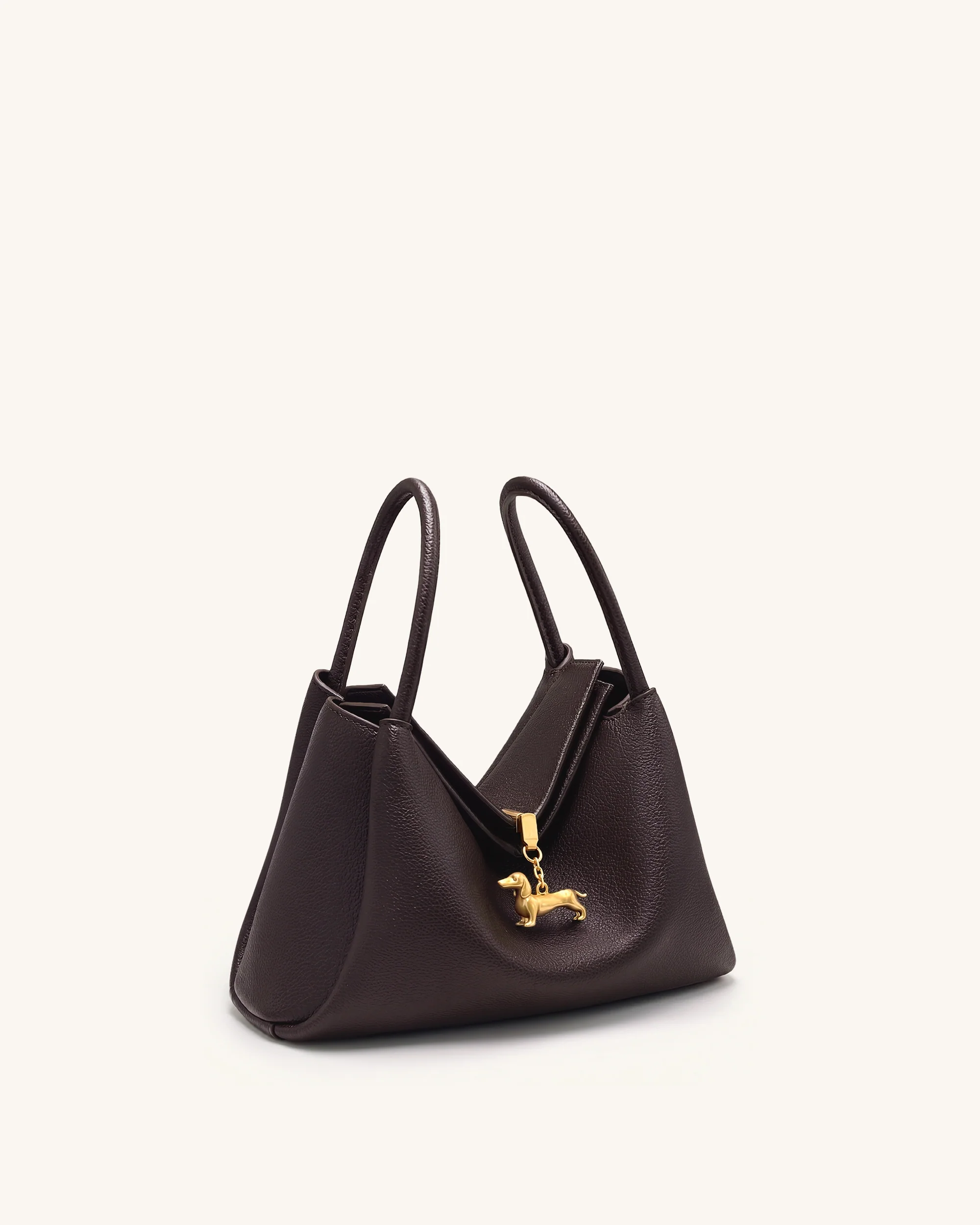 Maelle Dachshund Charm Double Handle Bag - Dark Brown - Image 3