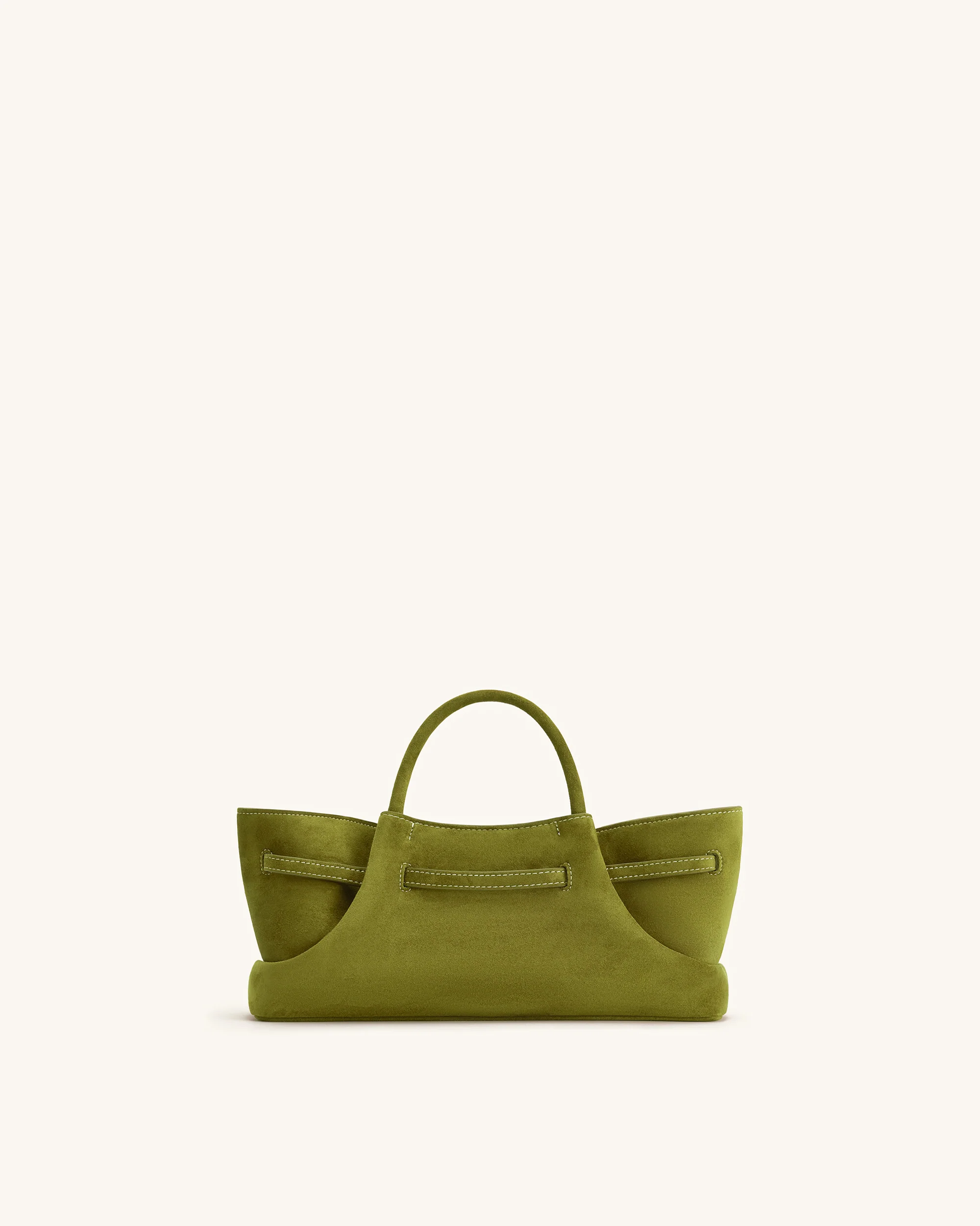 Maeve Dachshund Metal Charm Faux Suede Tote Bag - Olive Green - Image 5