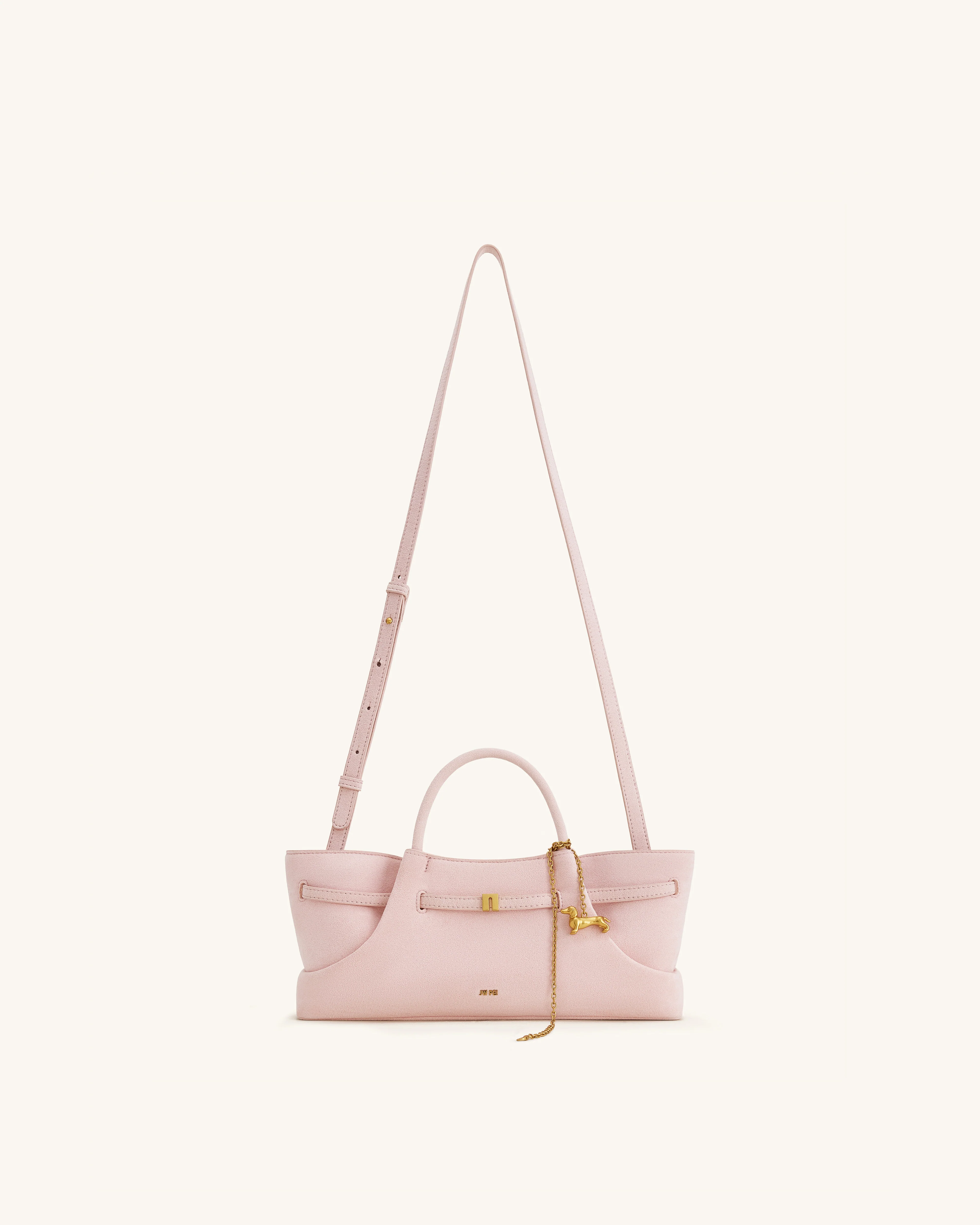 Maeve Dachshund Metal Charm Faux Suede Tote Bag - Pink - Image 2