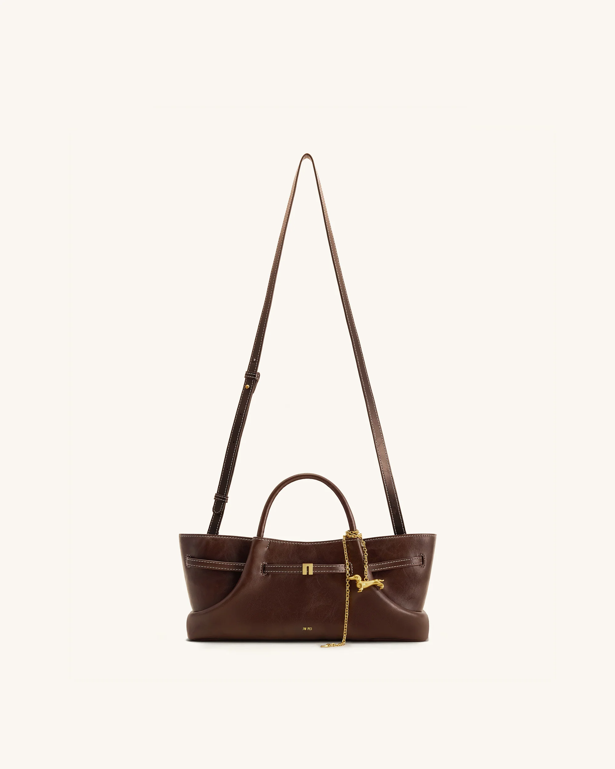 Maeve Dachshund Metal Charm Tote Bag - Dark Brown - Image 2