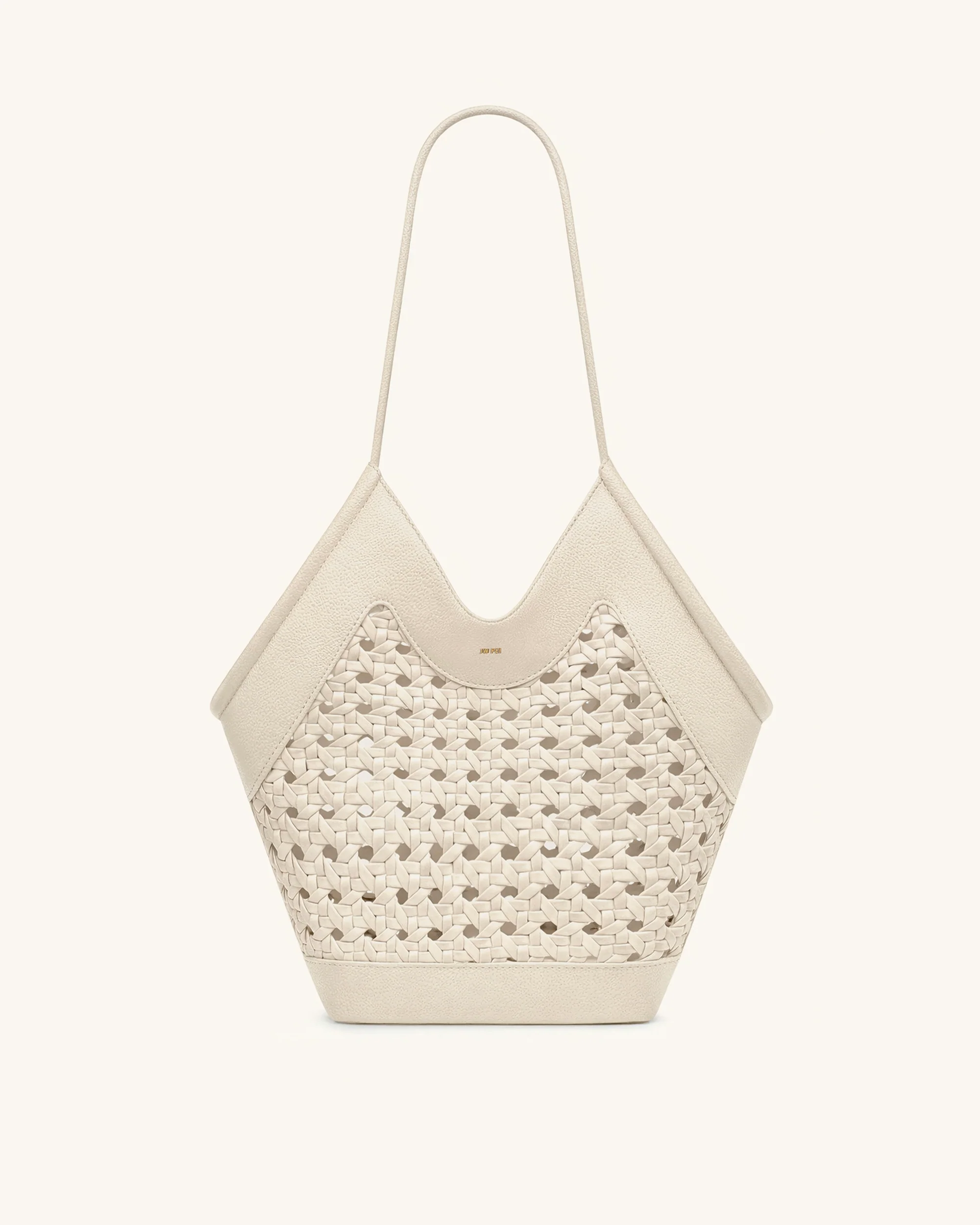 Maribel Woven Panel Tote Bag - Ivory - Image 2