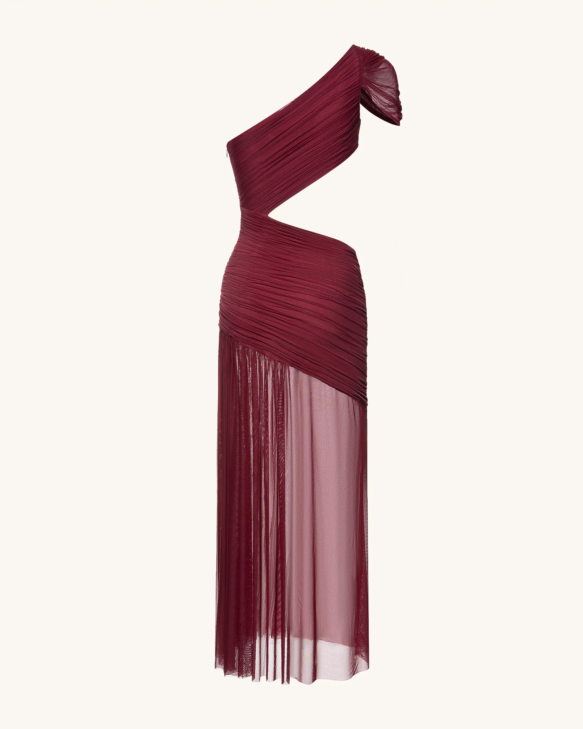 Mia Pleated Mesh Dress - Burgundy - Image 6