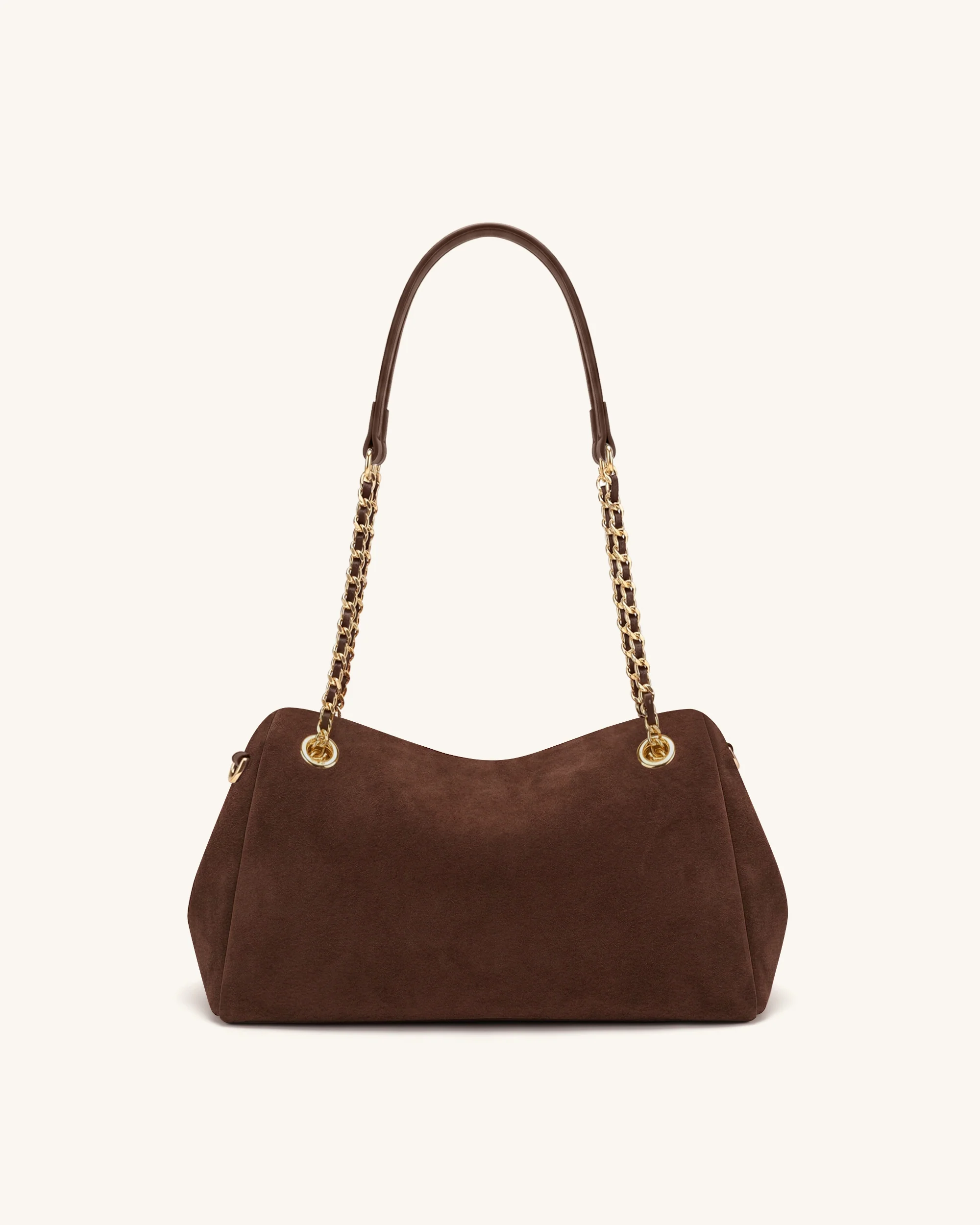 Mireya Faux Suede Chain Shoulder Bag - Dark Brown - Image 3