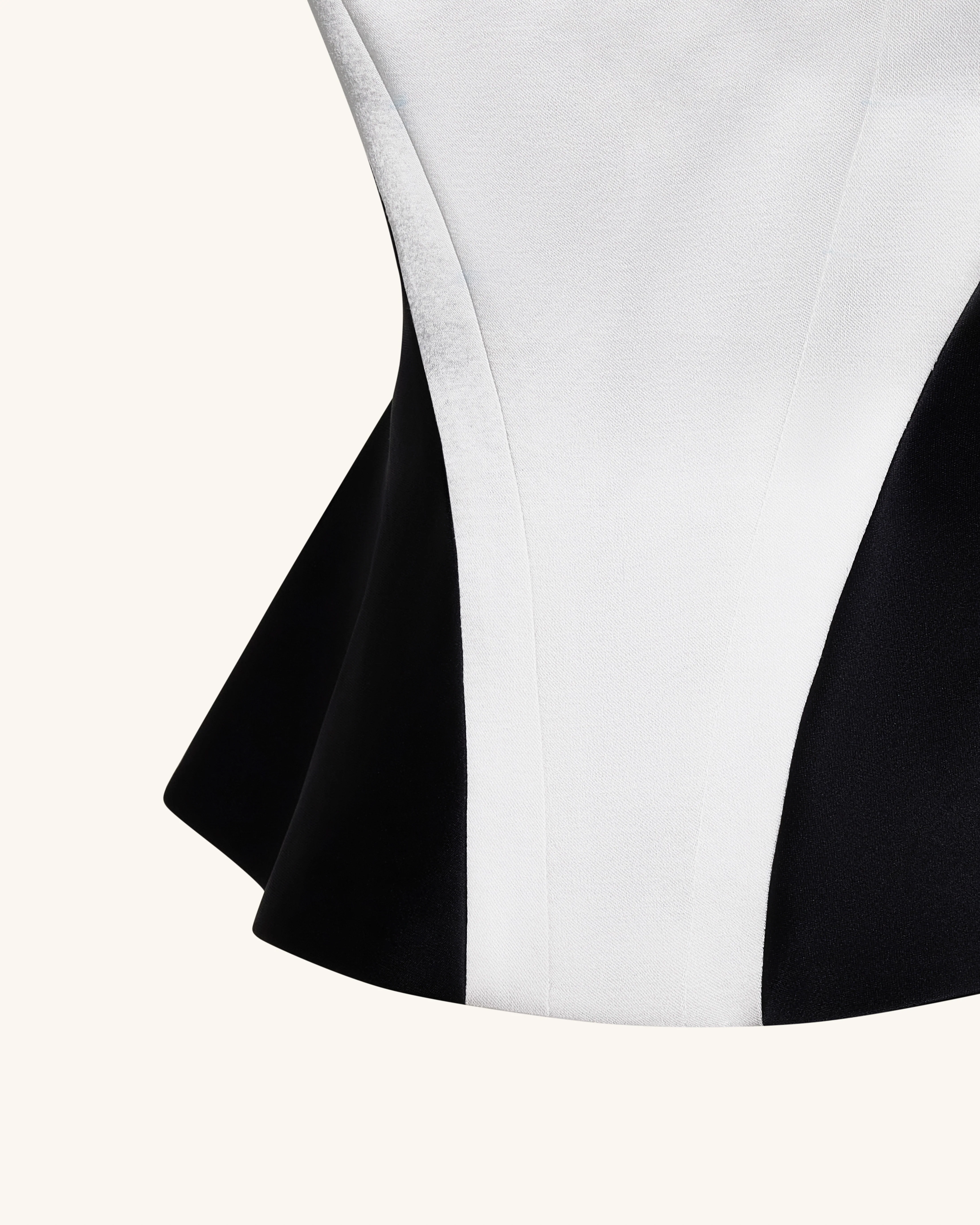 Monochrome Paneled Square-Neck Peplum Top - Black - Image 5
