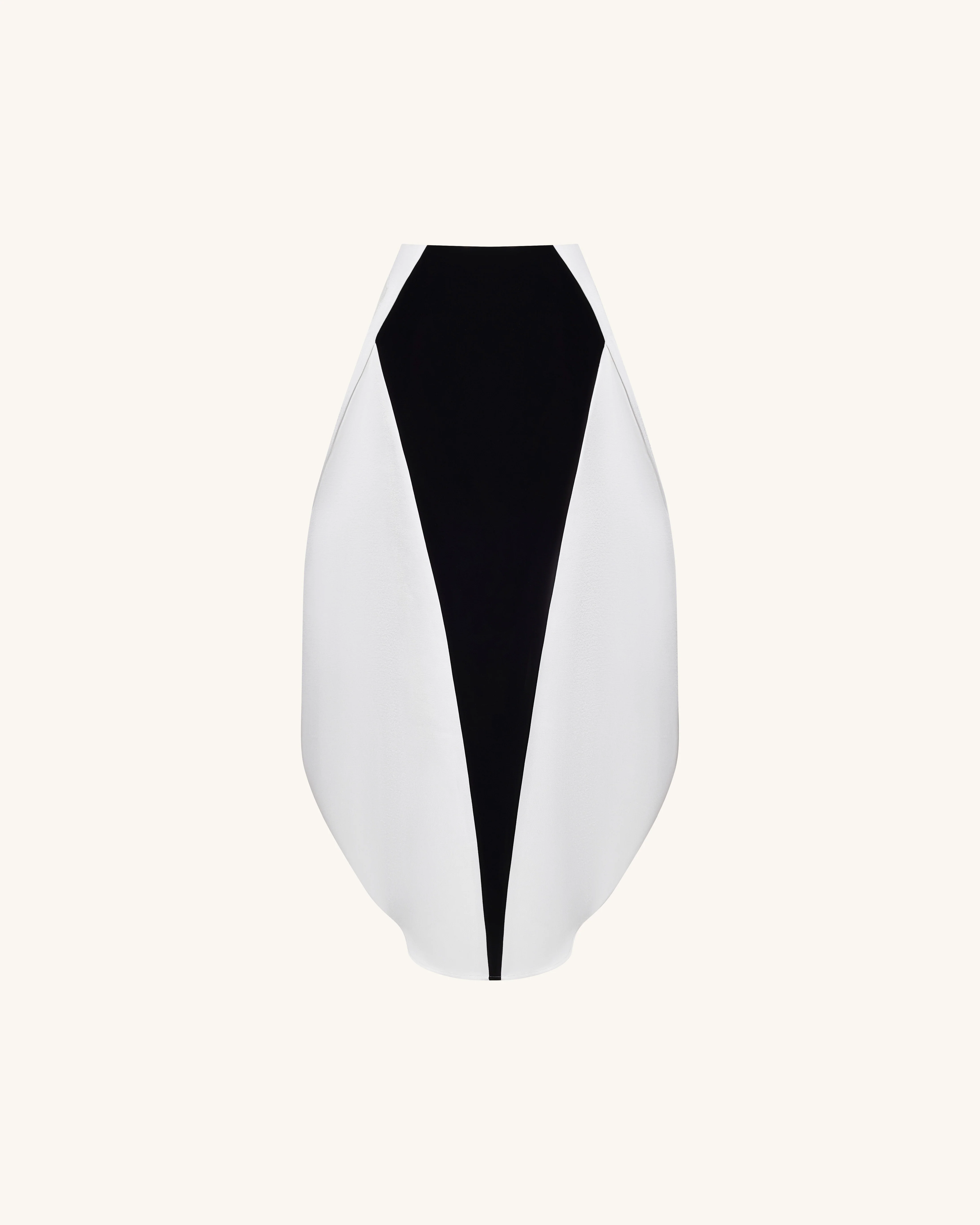 Monochrome Paneled Structured Pannier Maxi Skirt - Black - Image 2