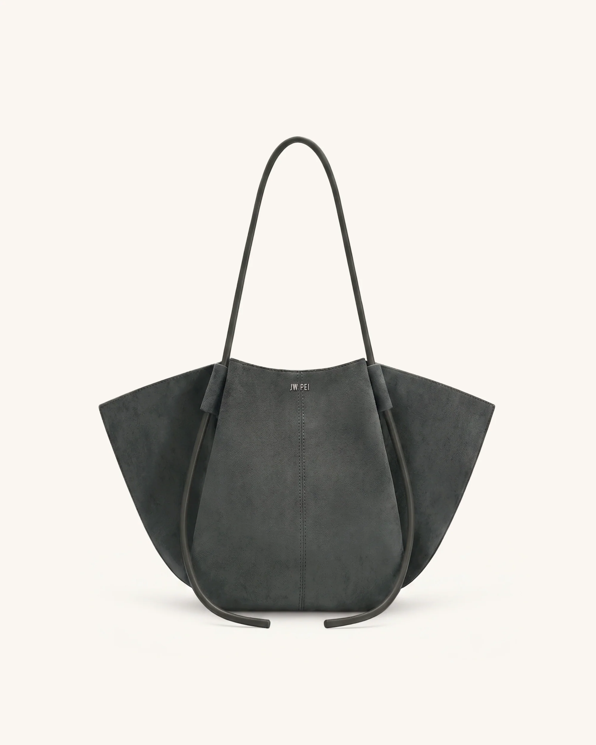 Nala Faux Suede Wide Tote Bag - Dark Gray