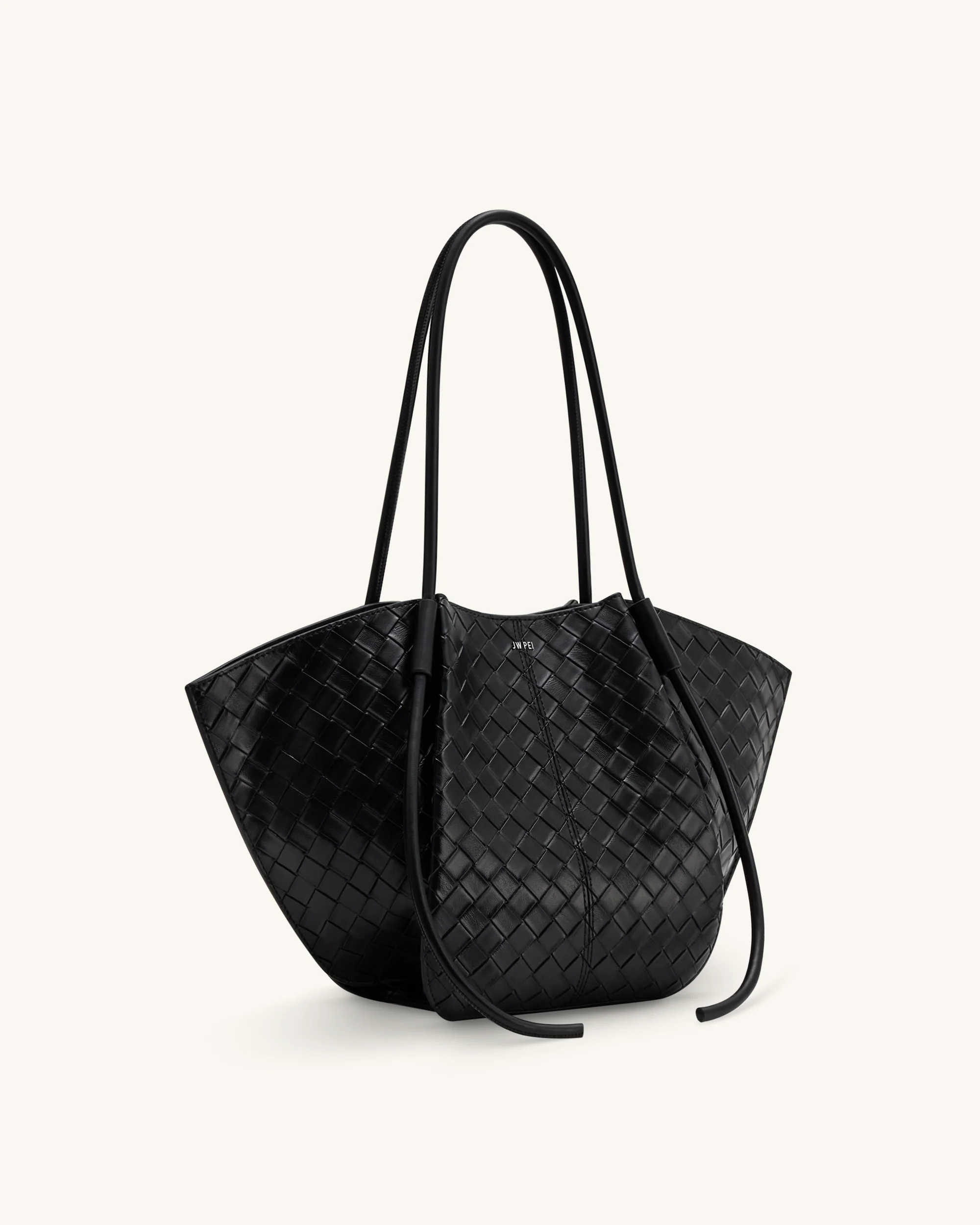 Nala Wide Weave Texture Tote Bag - Black - Image 2