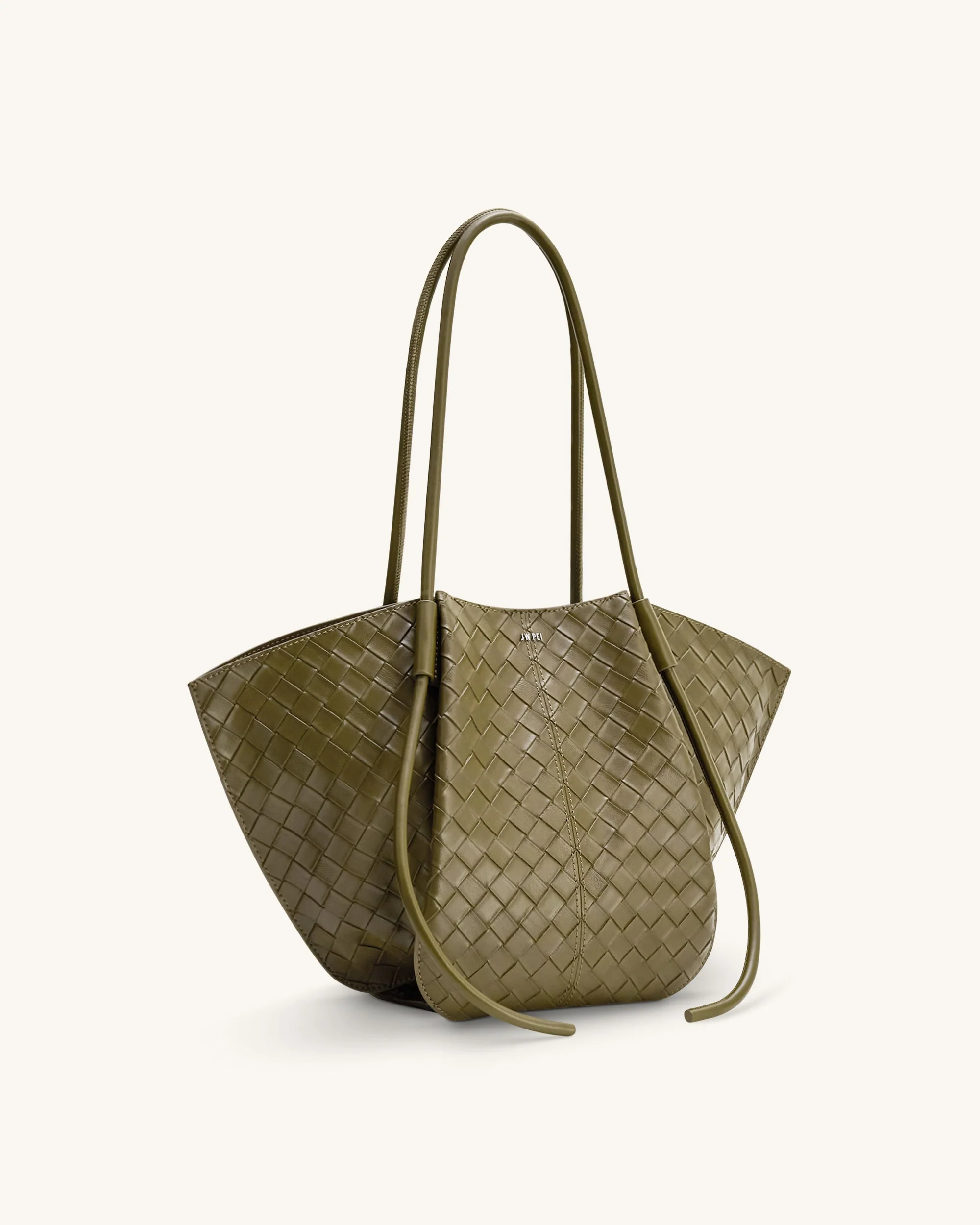 Nala Wide Weave Texture Tote Bag - Olive Green - Image 2