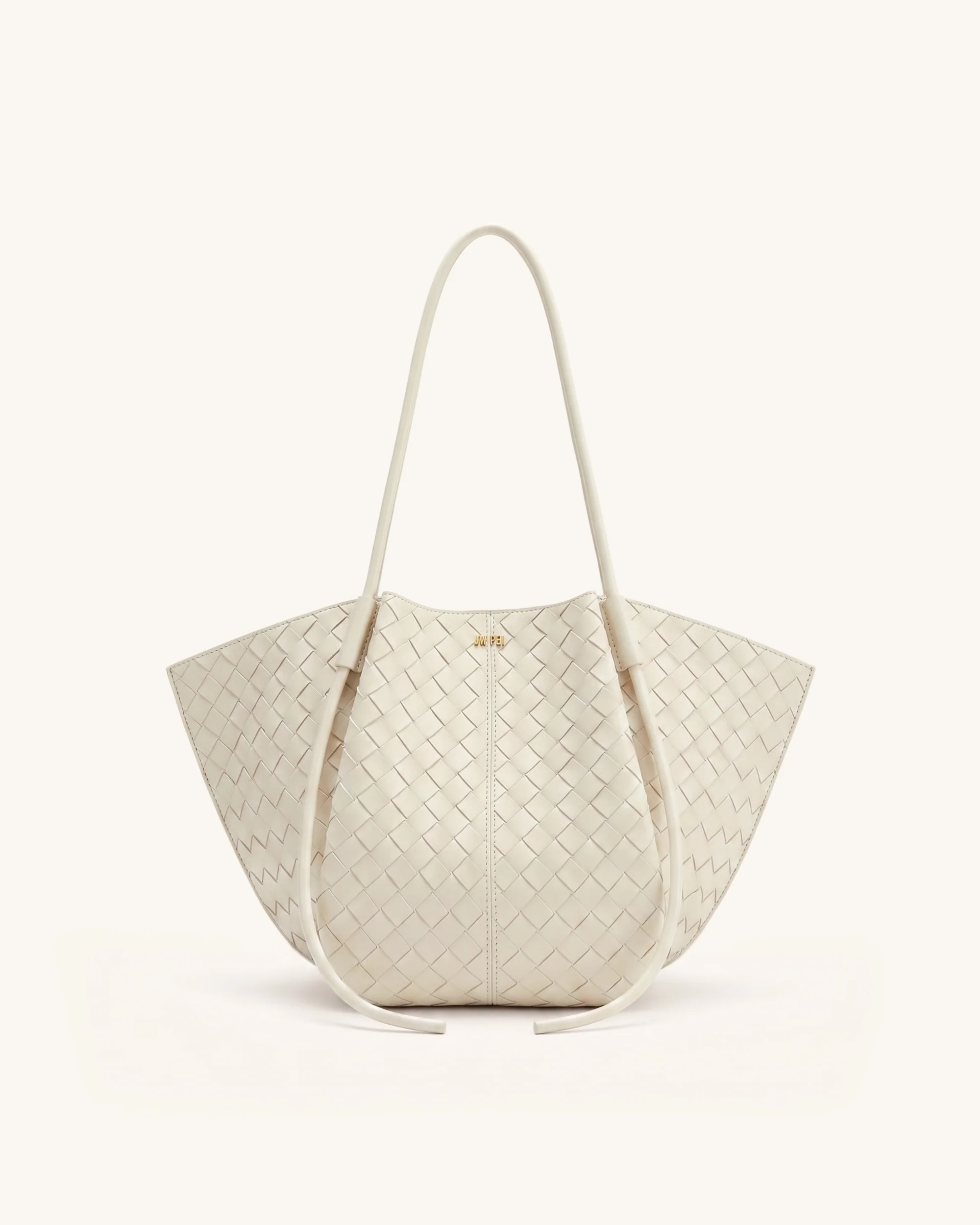 Nala Woven Texture Wide Tote Bag - Off-White