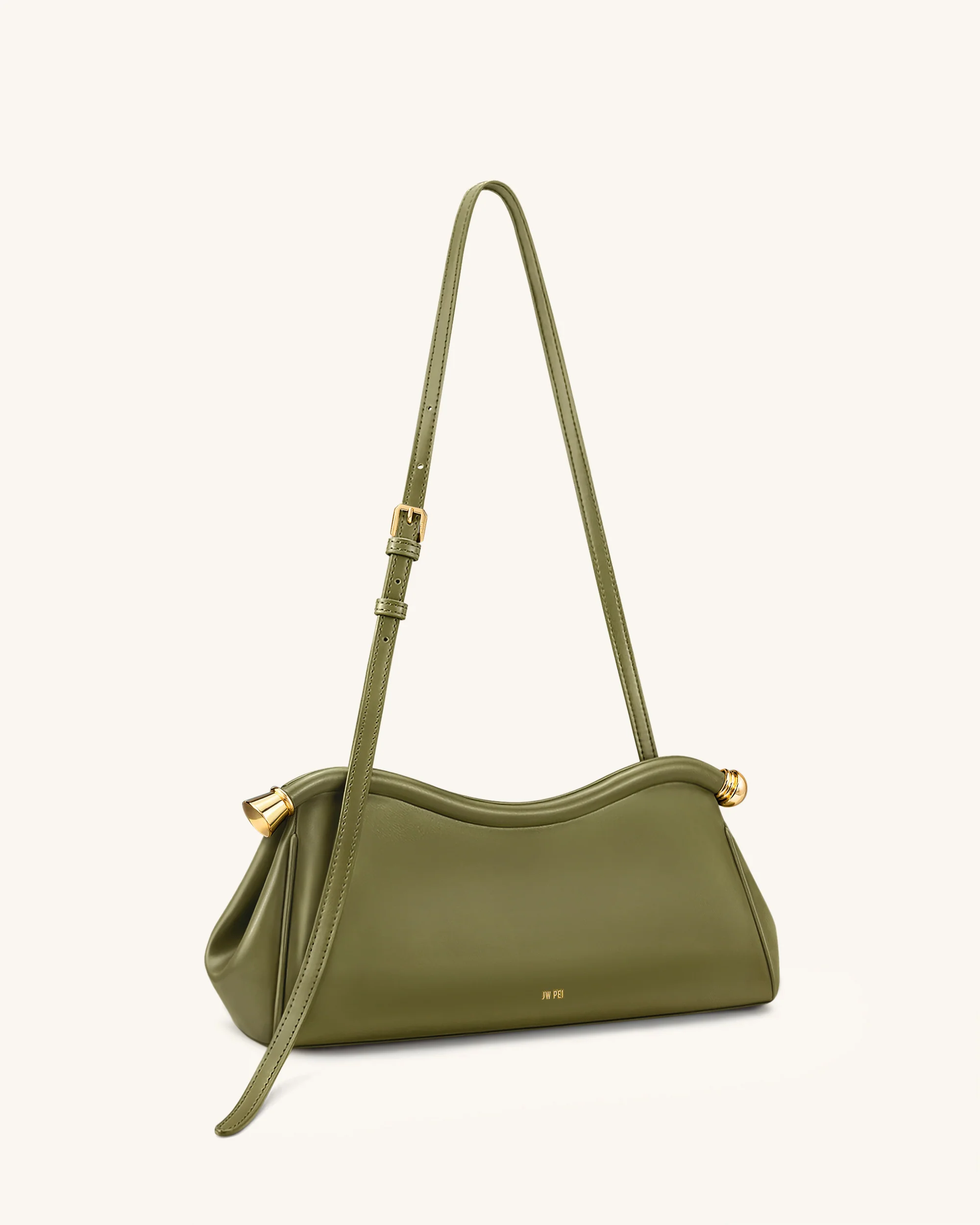 Naomi Curved Shoulder Bag - Olive Green - Image 2