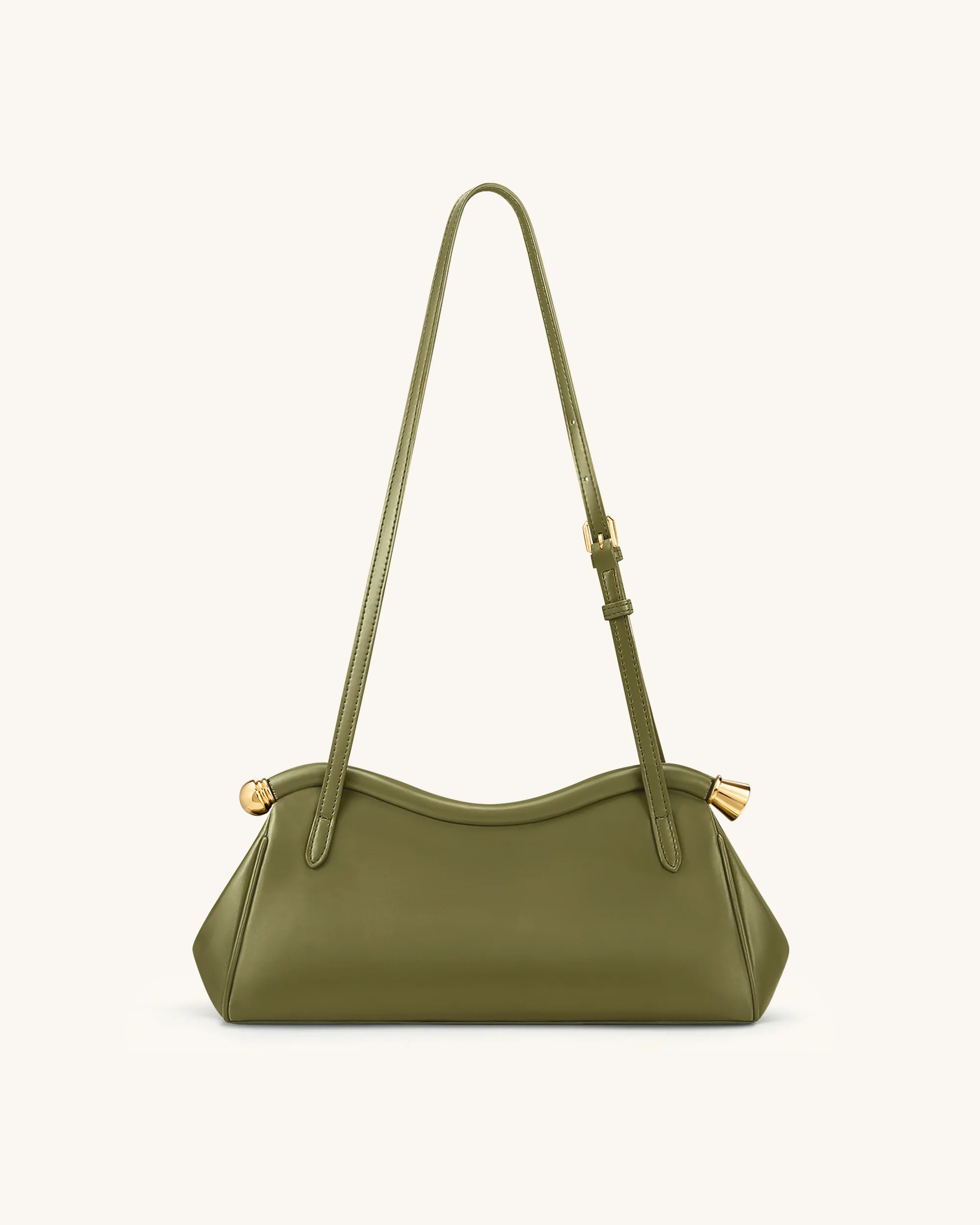 Naomi Curved Shoulder Bag - Olive Green - Image 3
