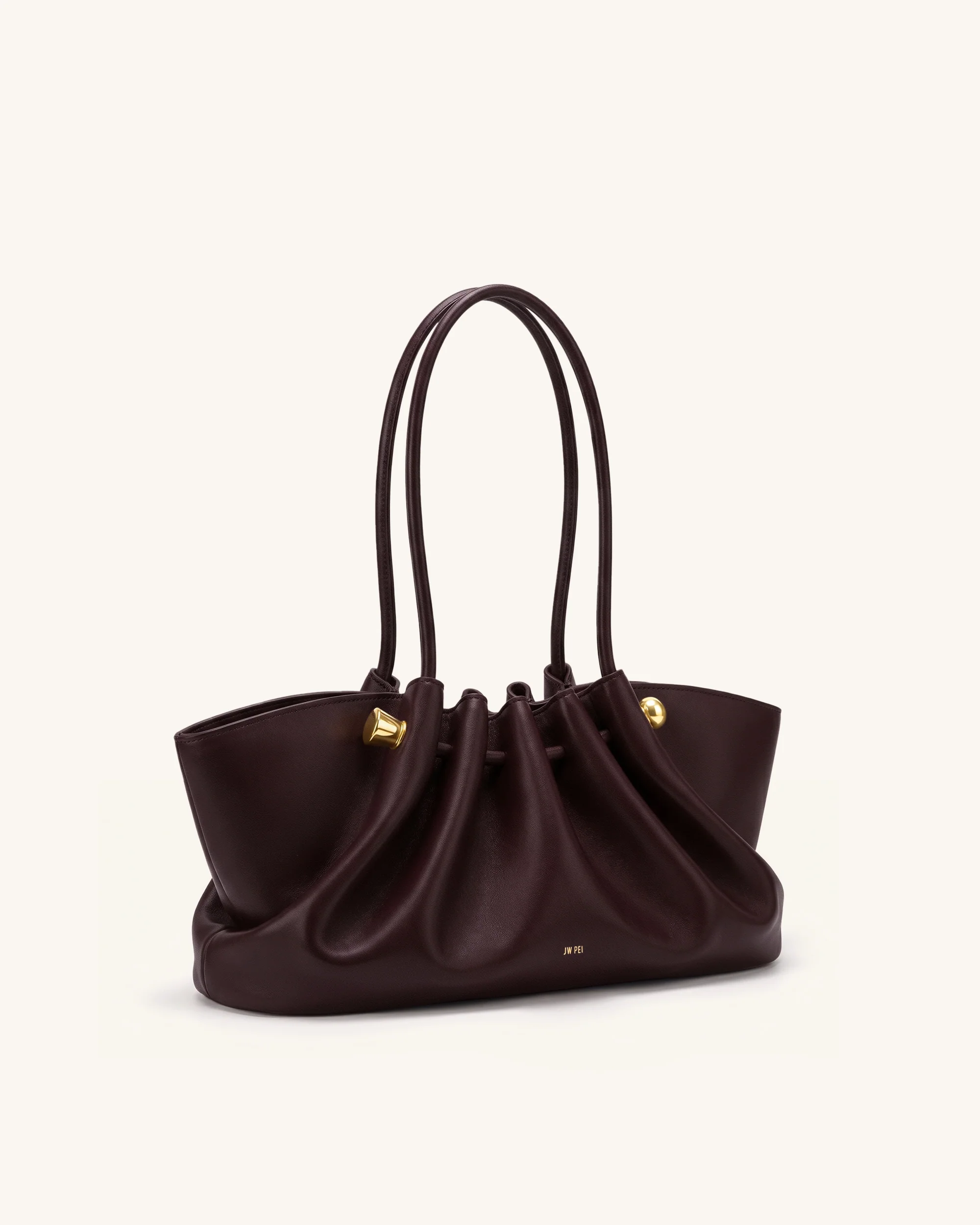 Naomi Gathered Long Handle Shoulder Bag - Deep Burgundy - Image 2