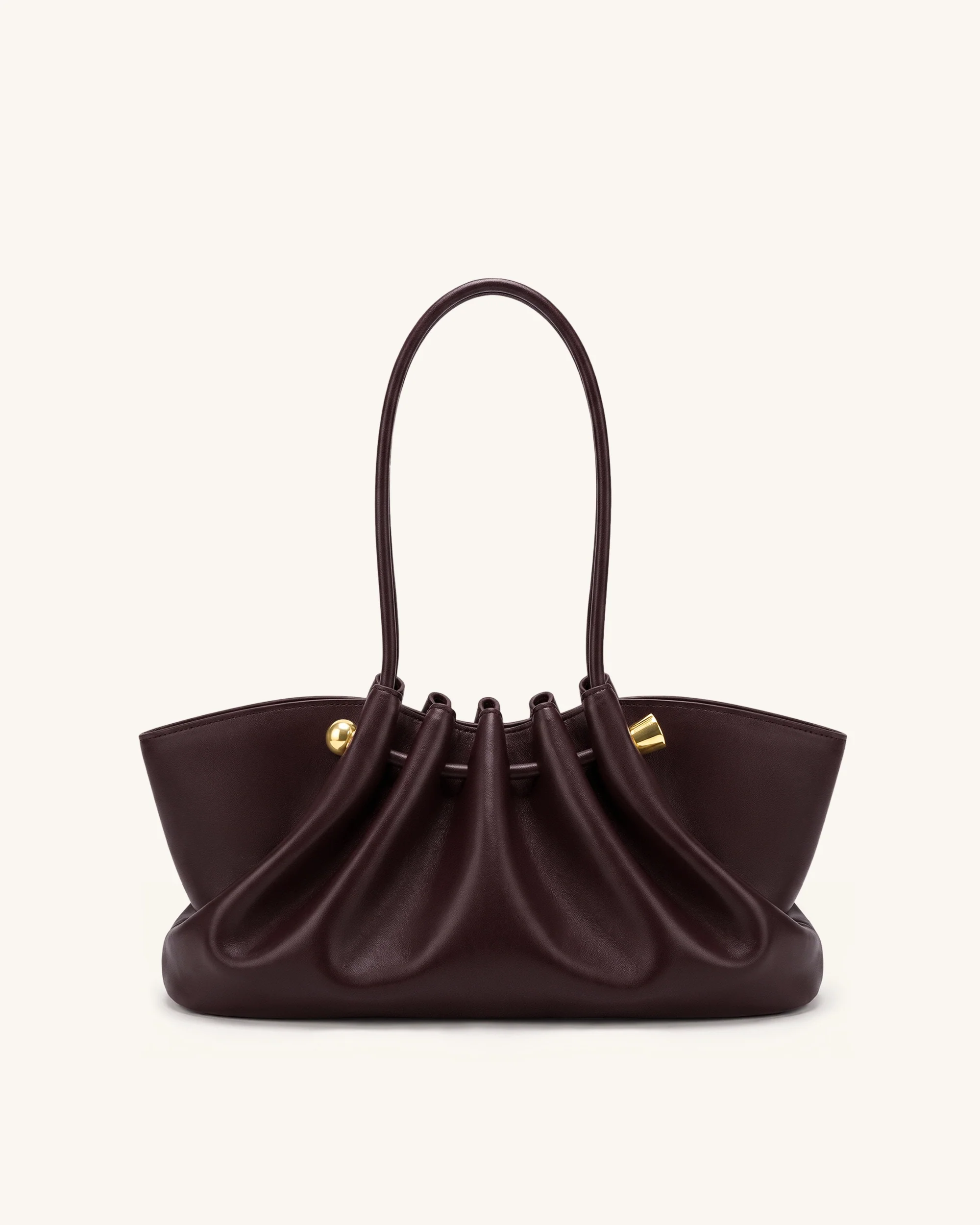 Naomi Gathered Long Handle Shoulder Bag - Deep Burgundy - Image 3