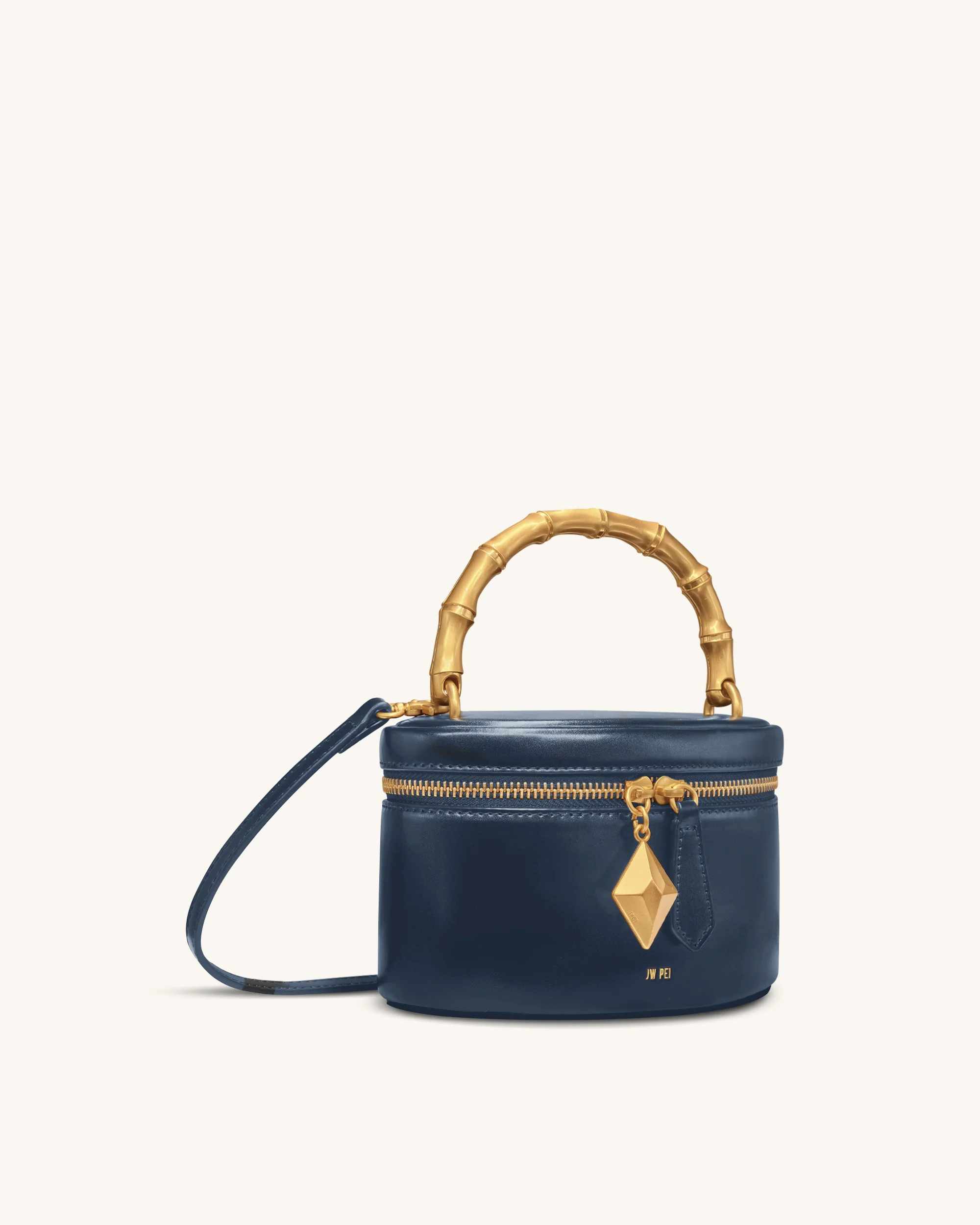 Natalie Metal Geometric Pendant Handle Bag - Navy - Image 2