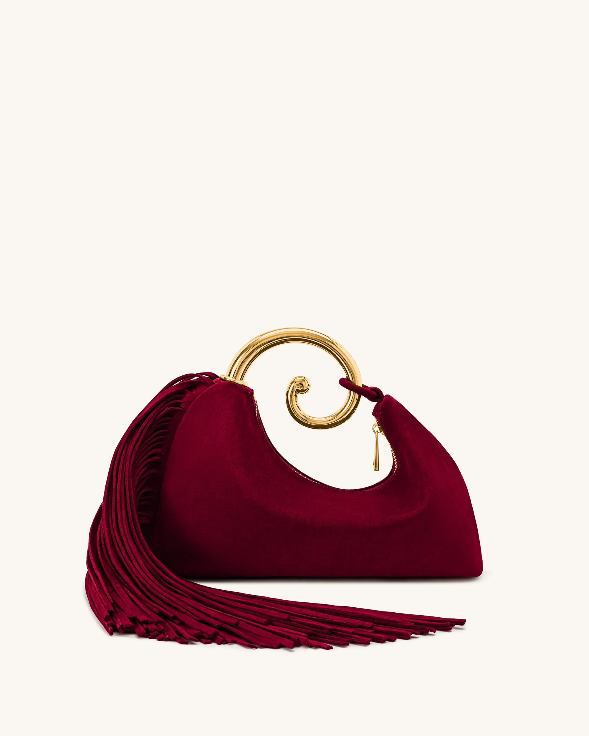 Nell Fringe Hardware Top Handle Bag - Burgundy - Image 4