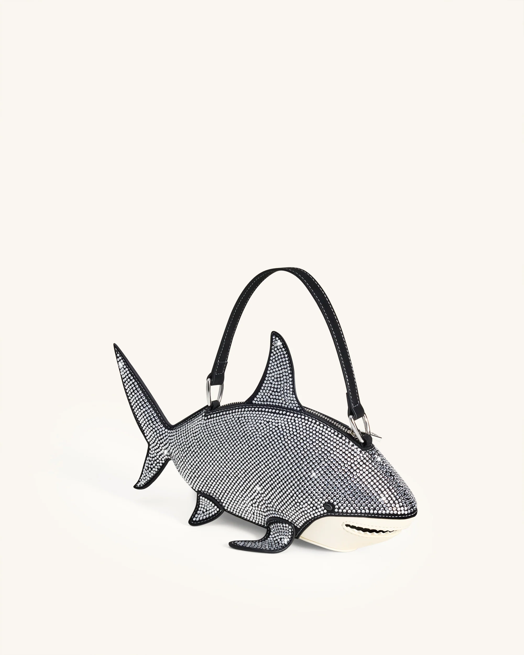 Nerys Artificial Crystal Shark Top Handle Bag - Black - Image 2