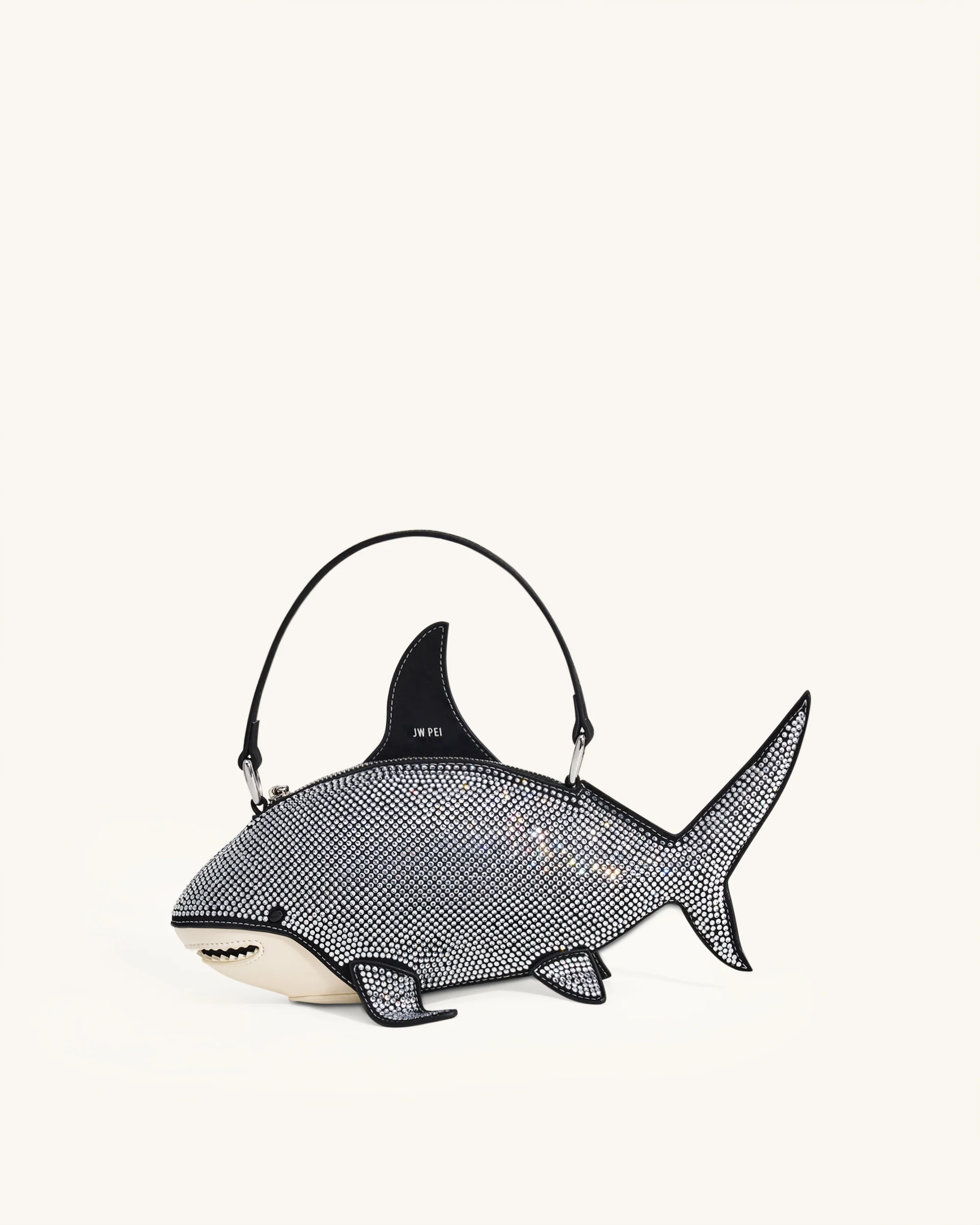 Nerys Artificial Crystal Shark Top Handle Bag - Black - Image 3