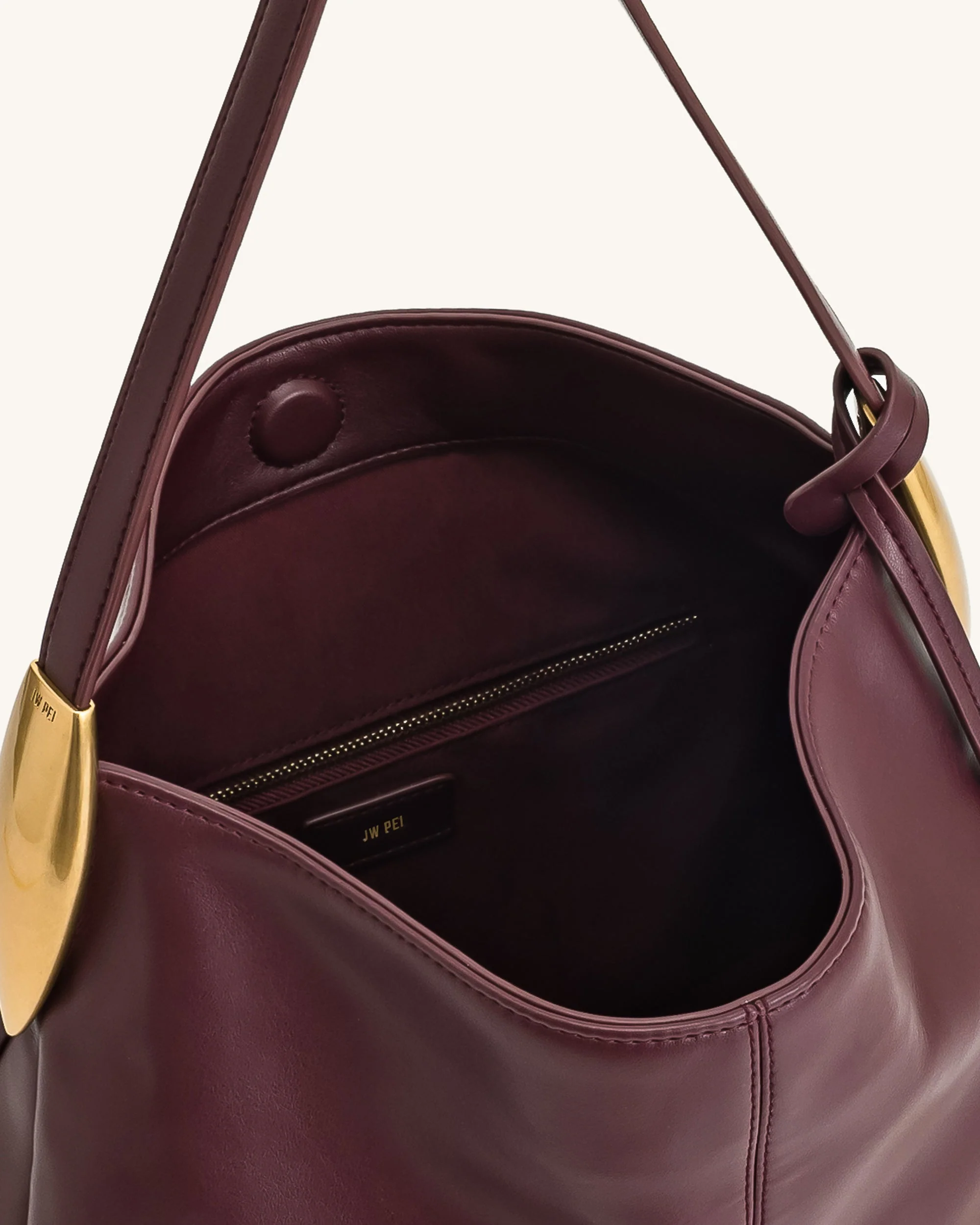 Nina Metal Charm Hobo Bag - Burgundy - Image 5