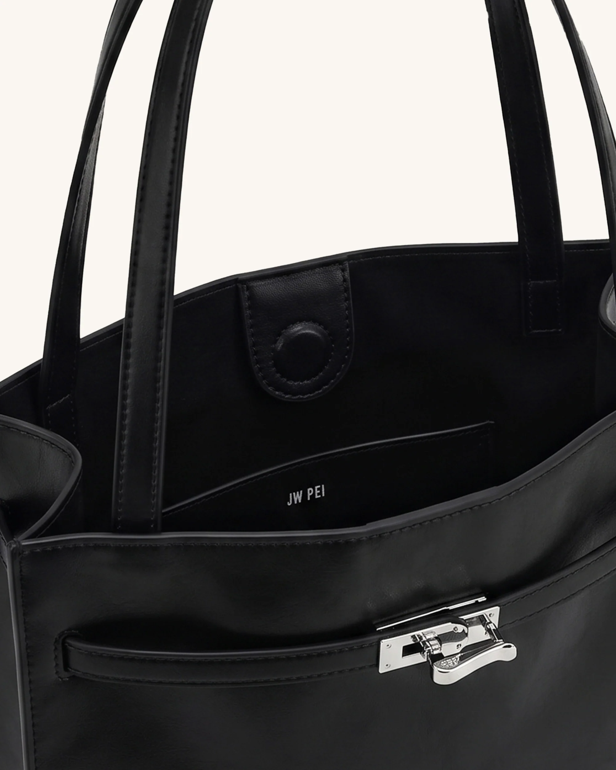 Noelle Belted Tote Bag - Black - Image 4