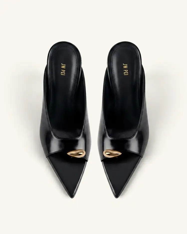 Noemi Pointed-Toe Mule Heels - Black - Image 3