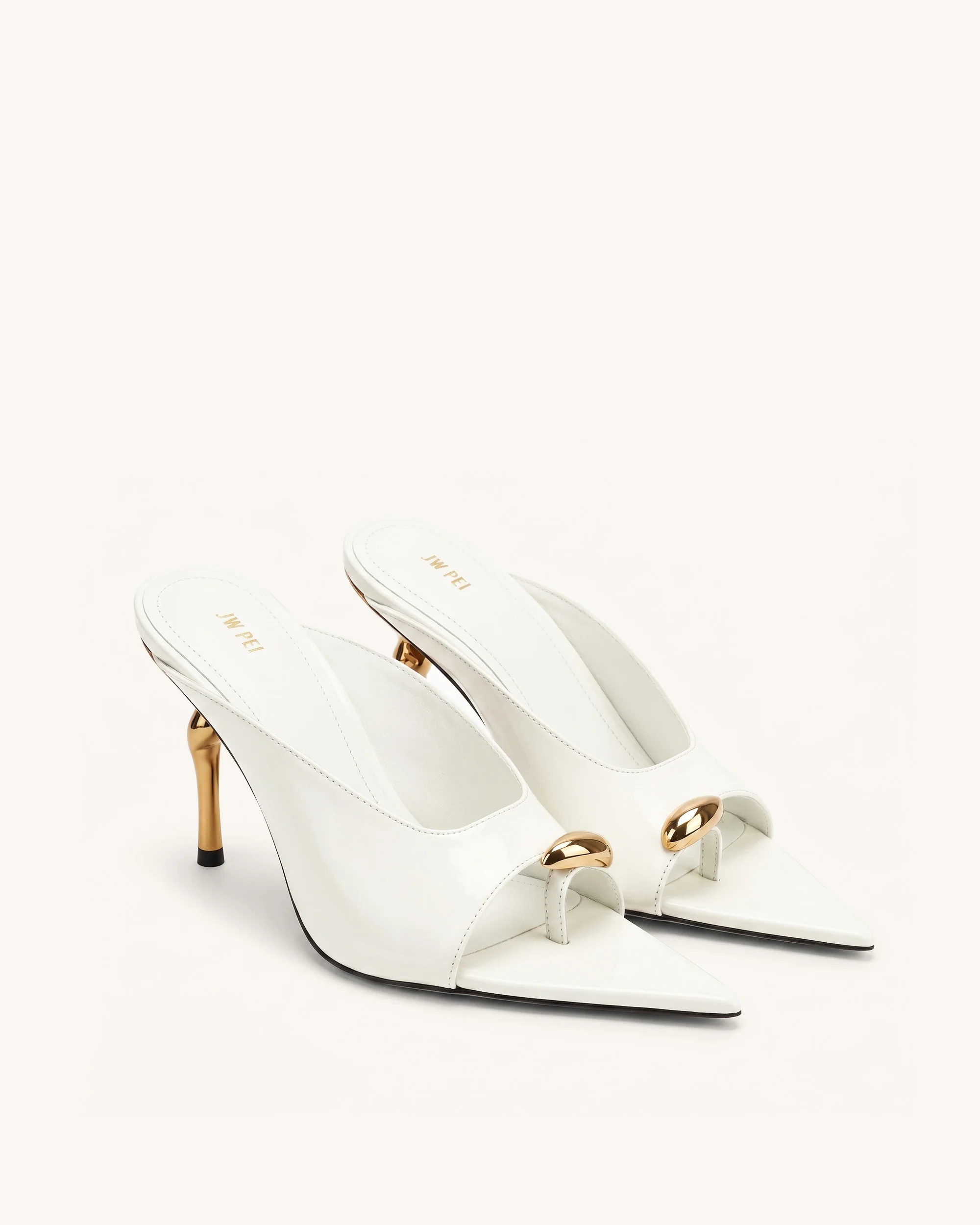 Noemi Pointed-Toe Mule Heels - White - Image 2