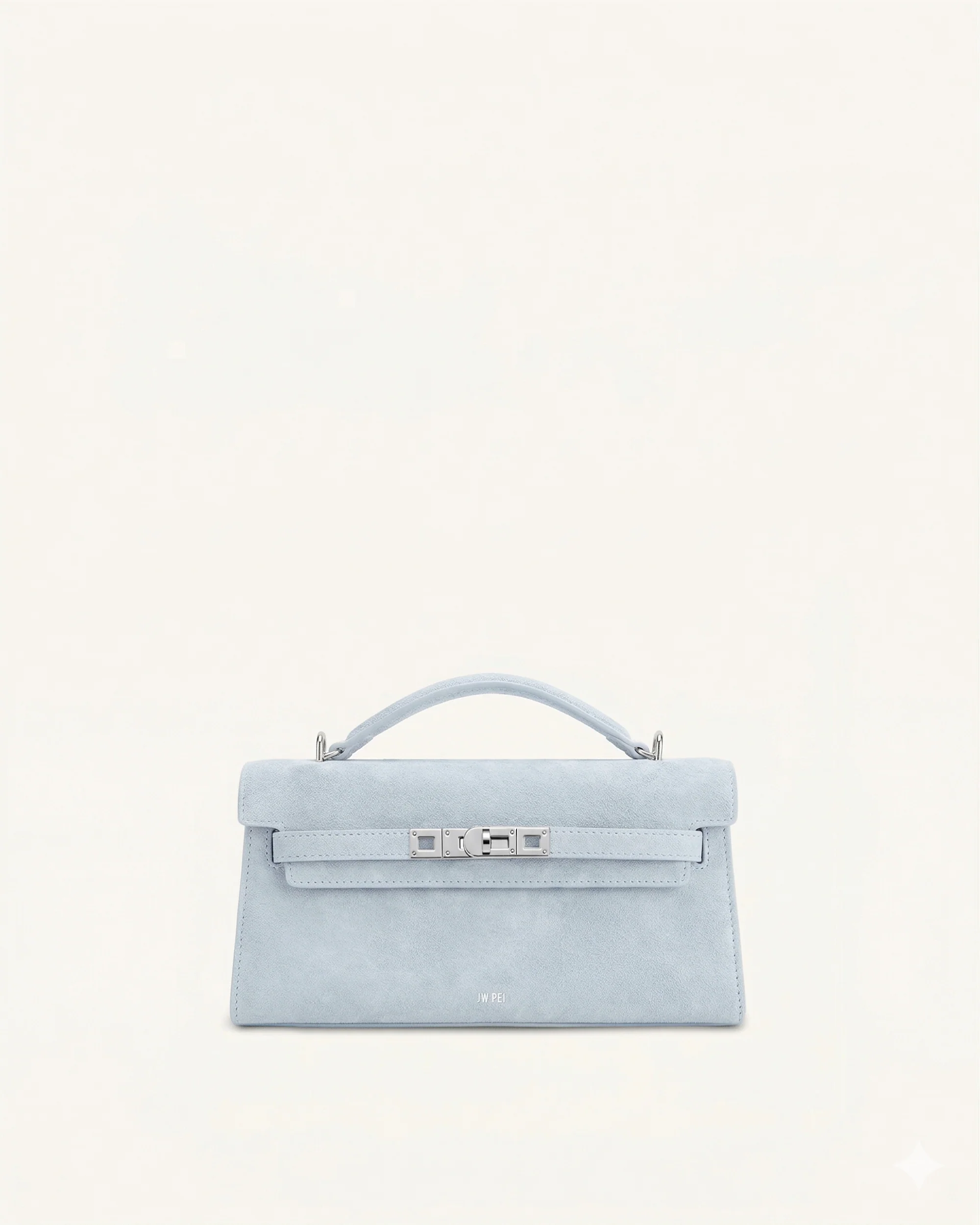 Noor Faux Suede Top Handle Bag - Blue
