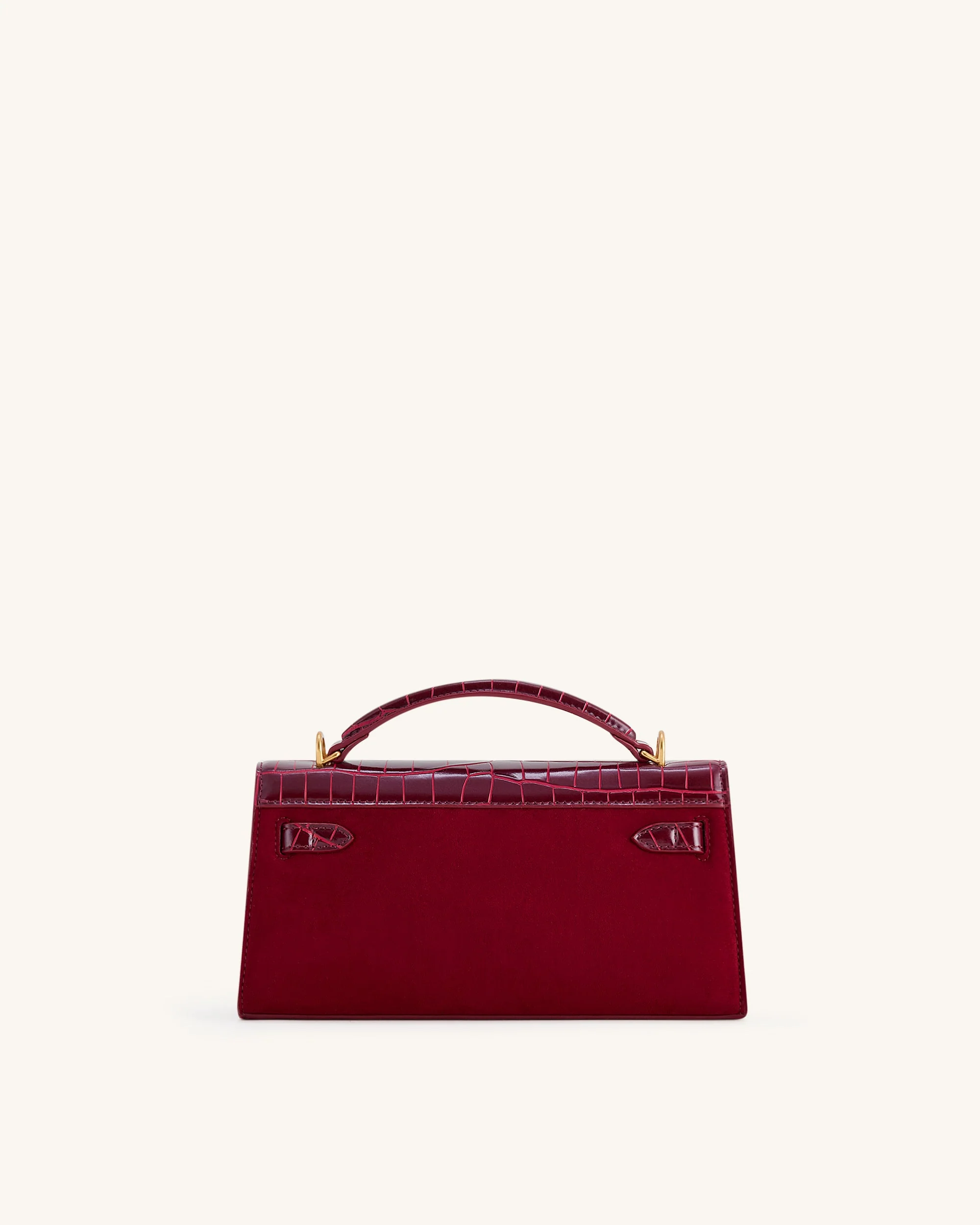 Noor Faux Suede Top Handle Bag - Red - Image 3