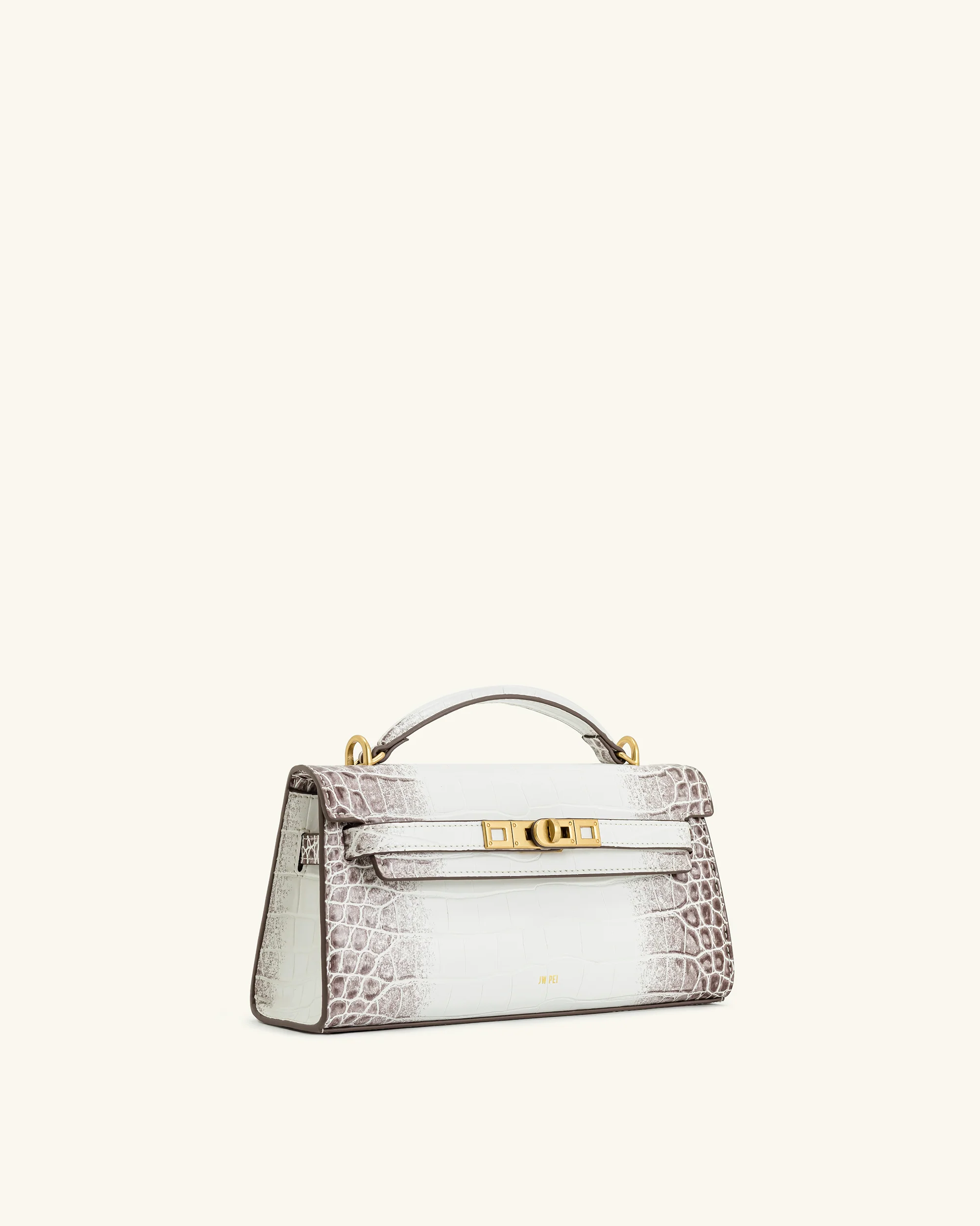 Noor Top Handle Bag - White Croc - Image 2