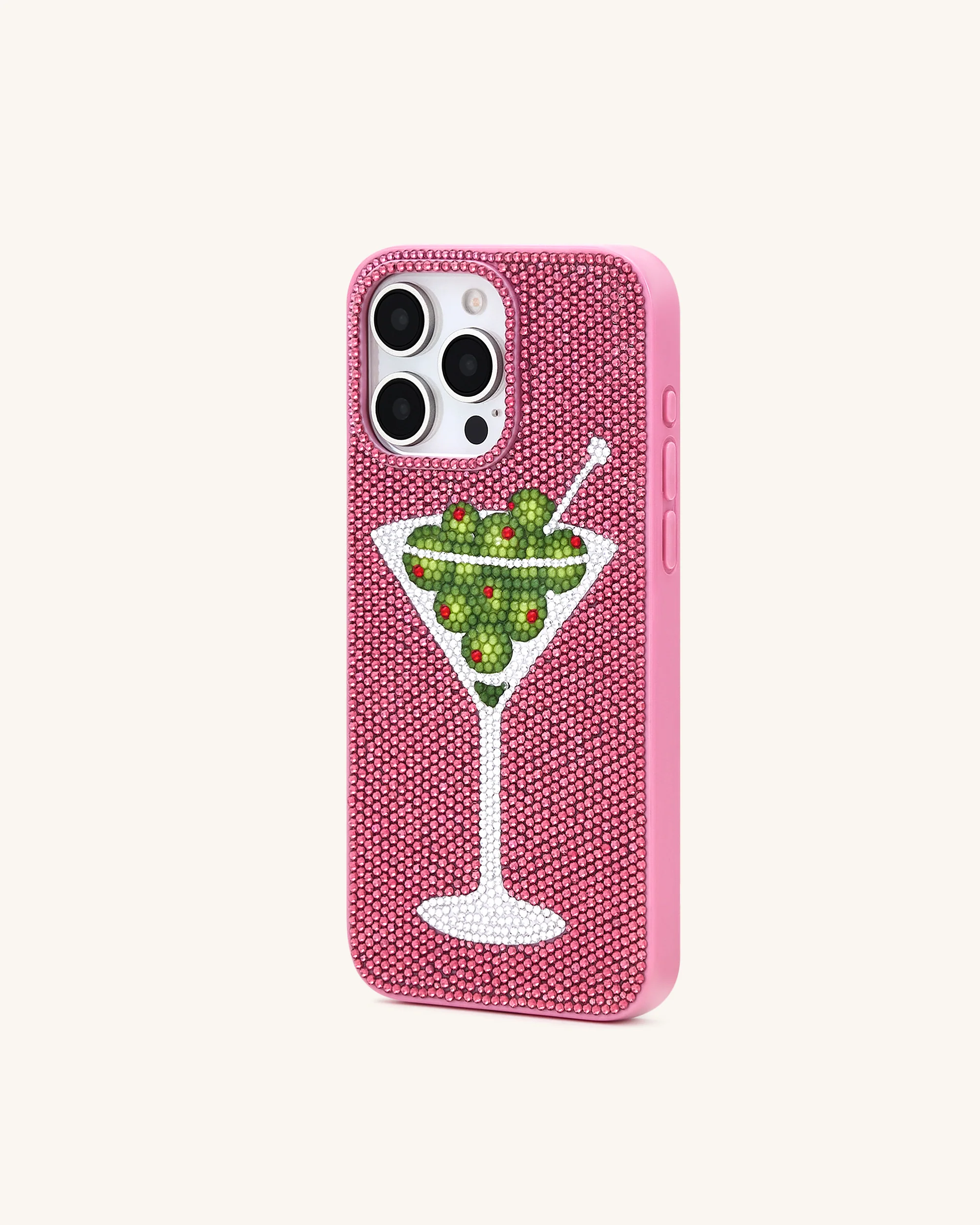 Olive Martini Artificial Crystal Phone Case - Pink - Image 3