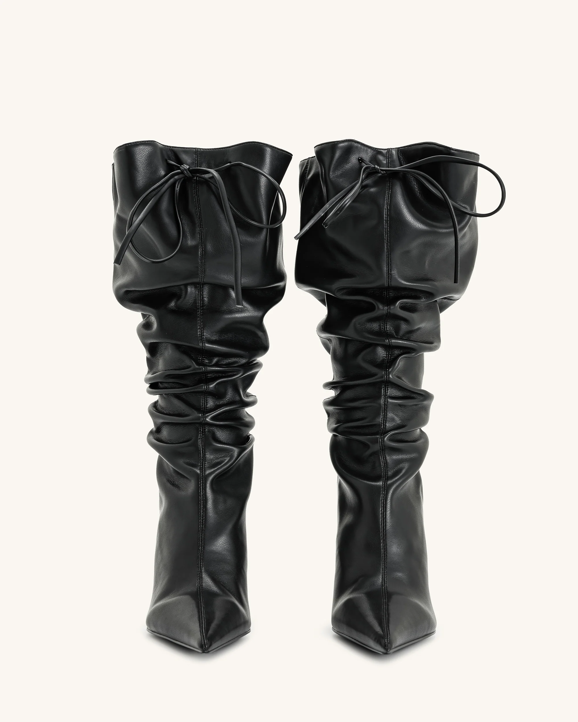 Olivia Leather High Heel Boots - Black - Image 5